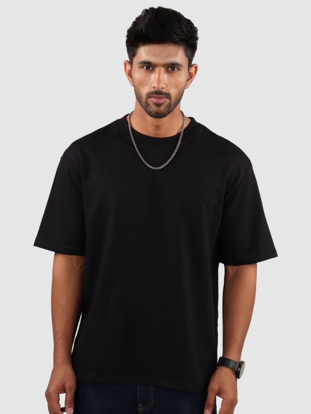 

The Label Bar Men Cotton Henley Neck T-shirt, Black