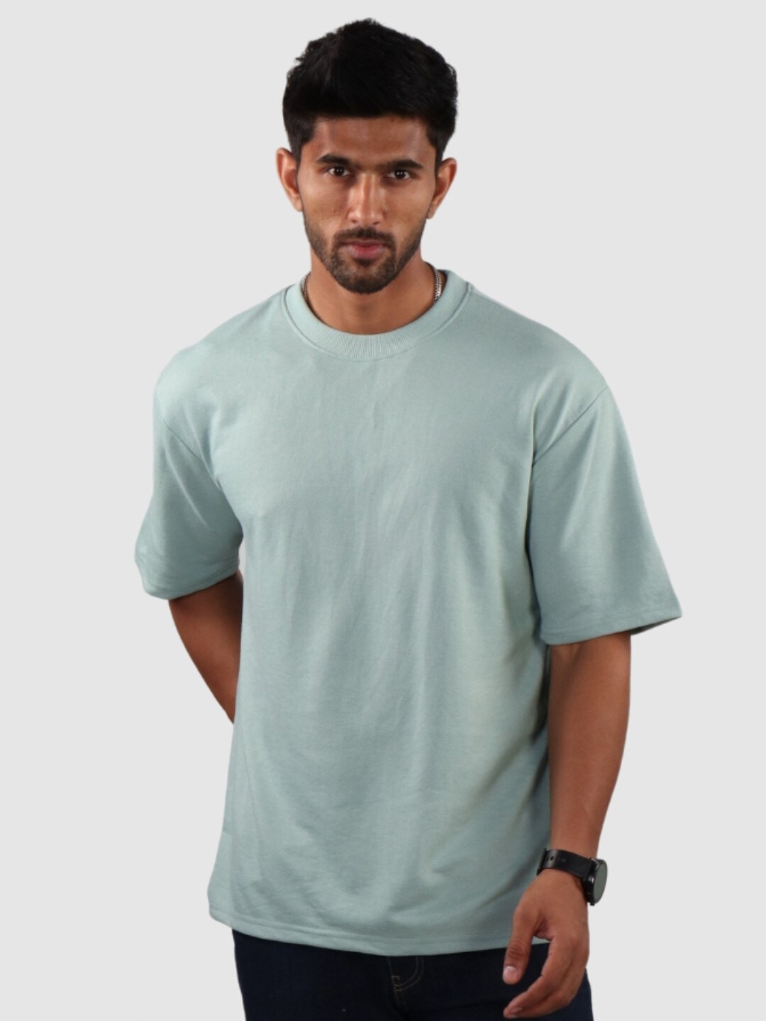 

The Label Bar Round Neck Cotton T-shirt, Sea green