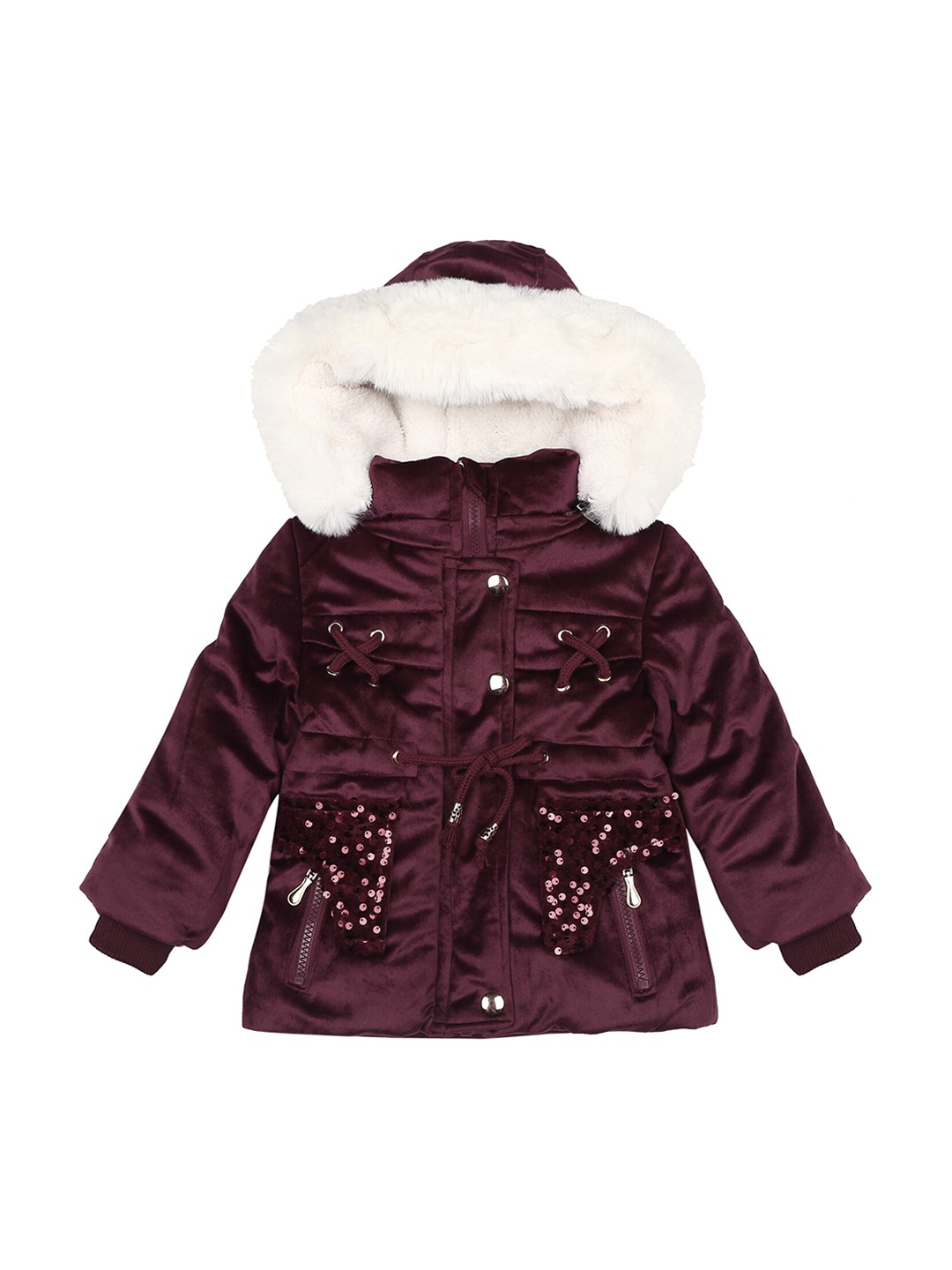 

mothercare Girls Embellished Puffer Jacket, Burgundy