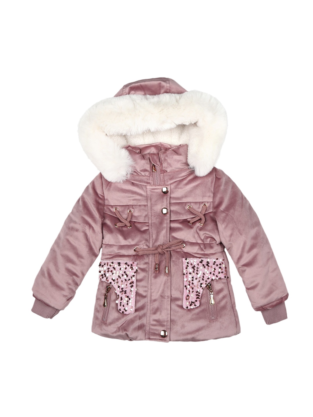 

mothercare Girls Sequinned Embellished Longline Parka Jacket, Pink