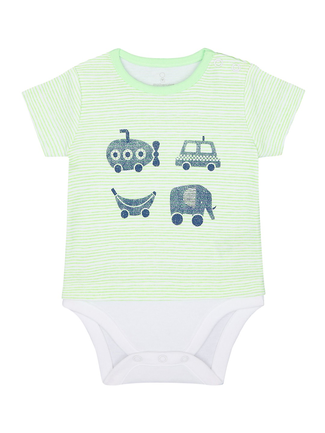 

mothercare Boys Striped Cotton Bodysuit, Green