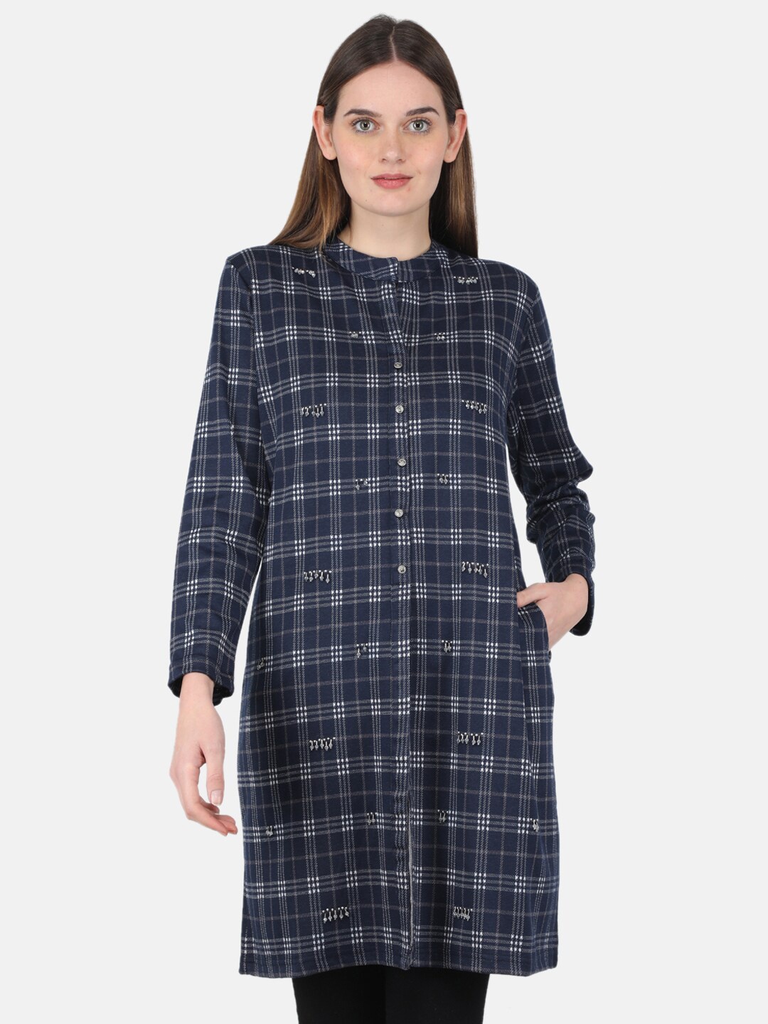 

Monte Carlo Checked Shirt Dress, Navy blue