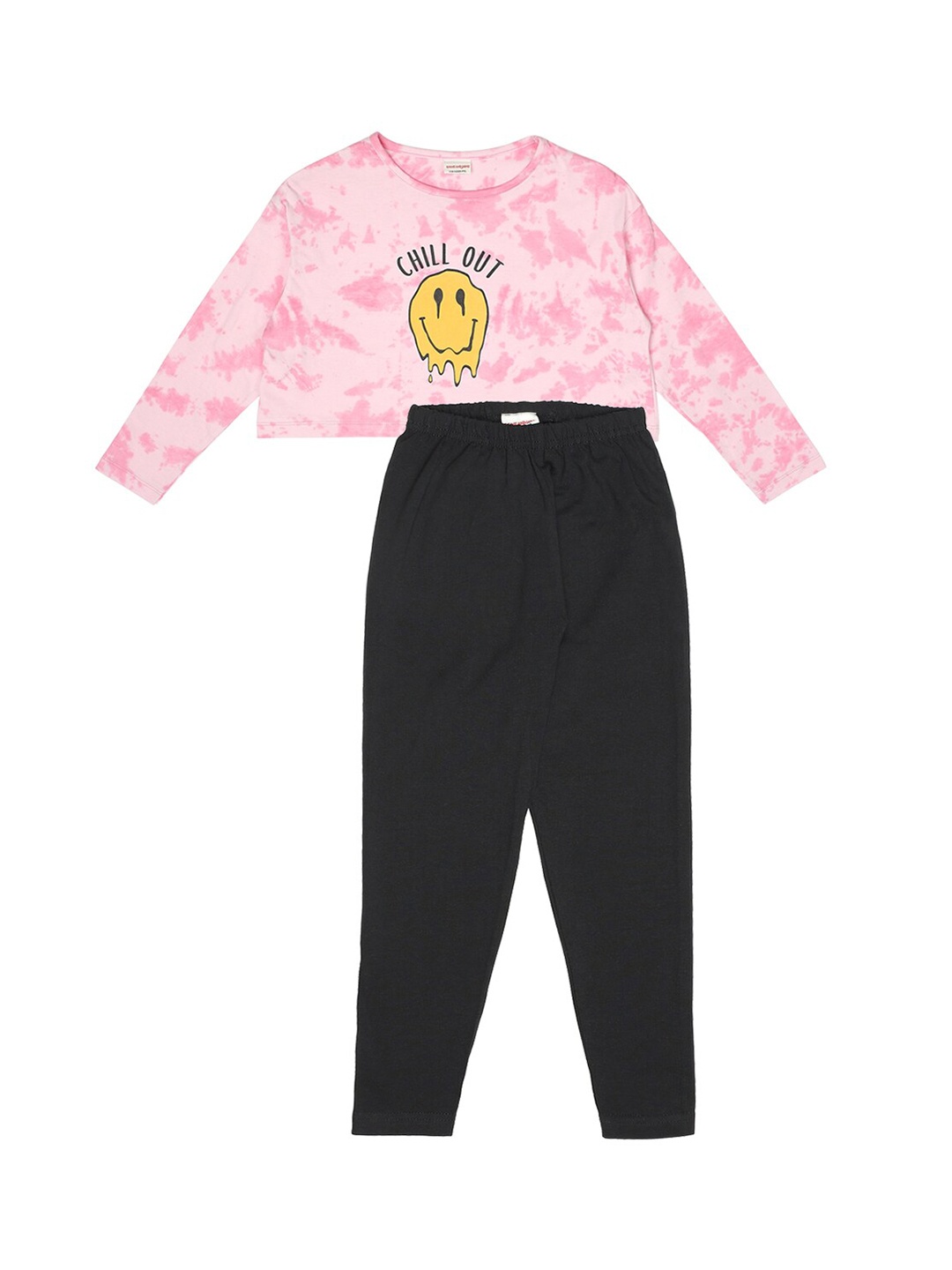 

RAINE AND JAINE Girls Printed Pure Cotton T-shirt with Leggings, Pink