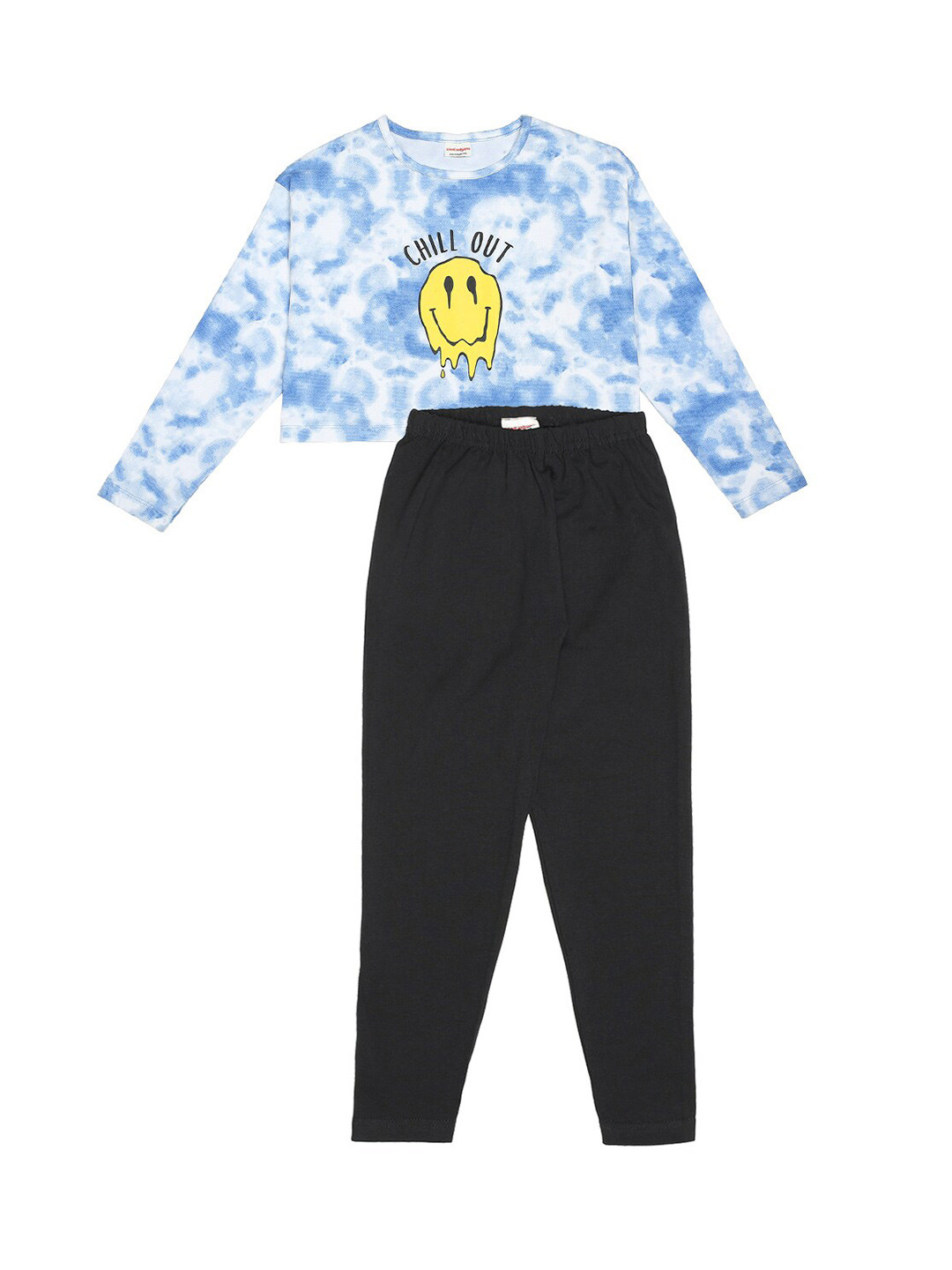 

RAINE AND JAINE Girls Printed Pure Cotton T-shirt with Leggings, Blue