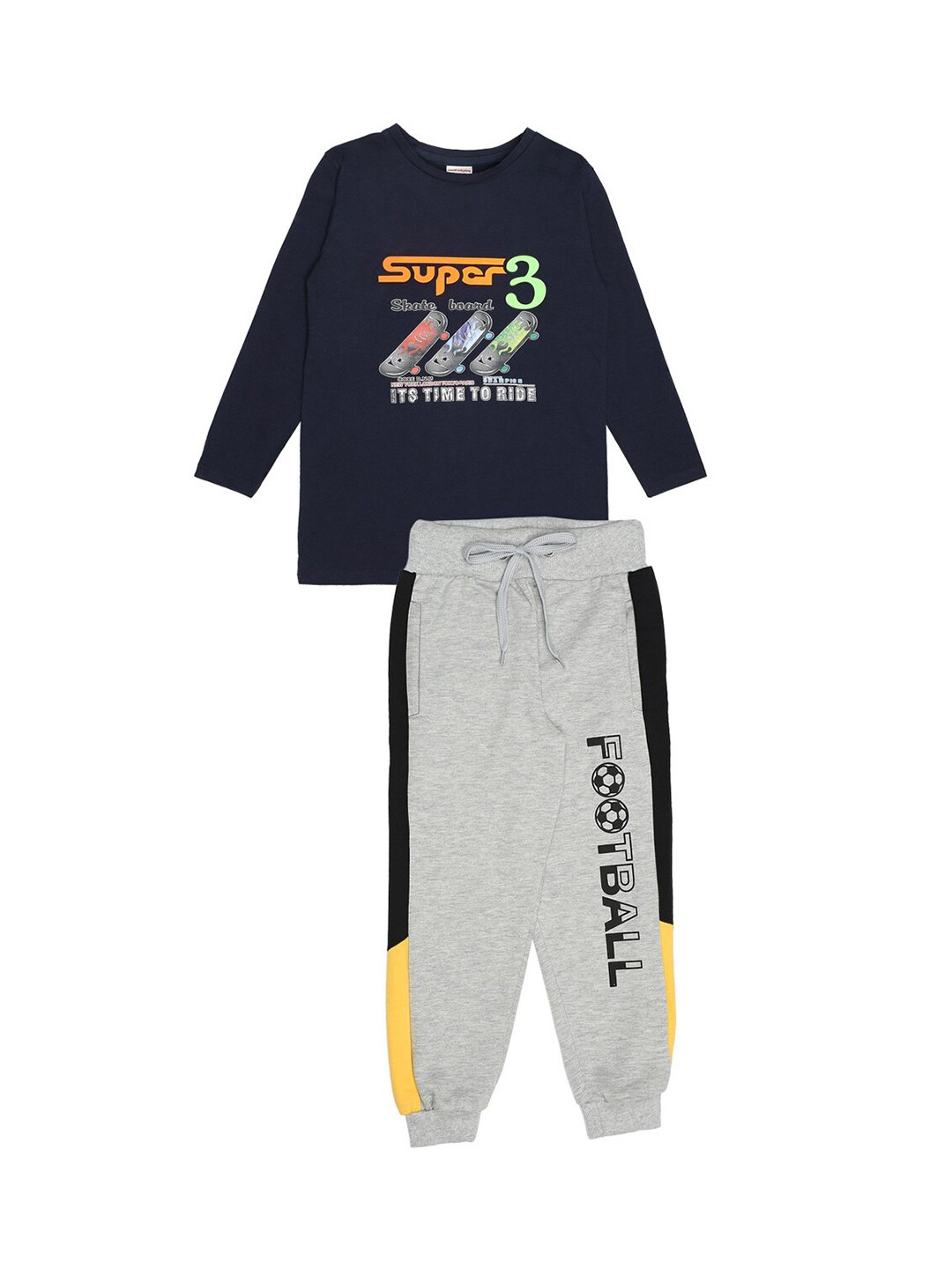 

RAINE AND JAINE Boys Pure Cotton T-shirt with Trousers, Navy blue