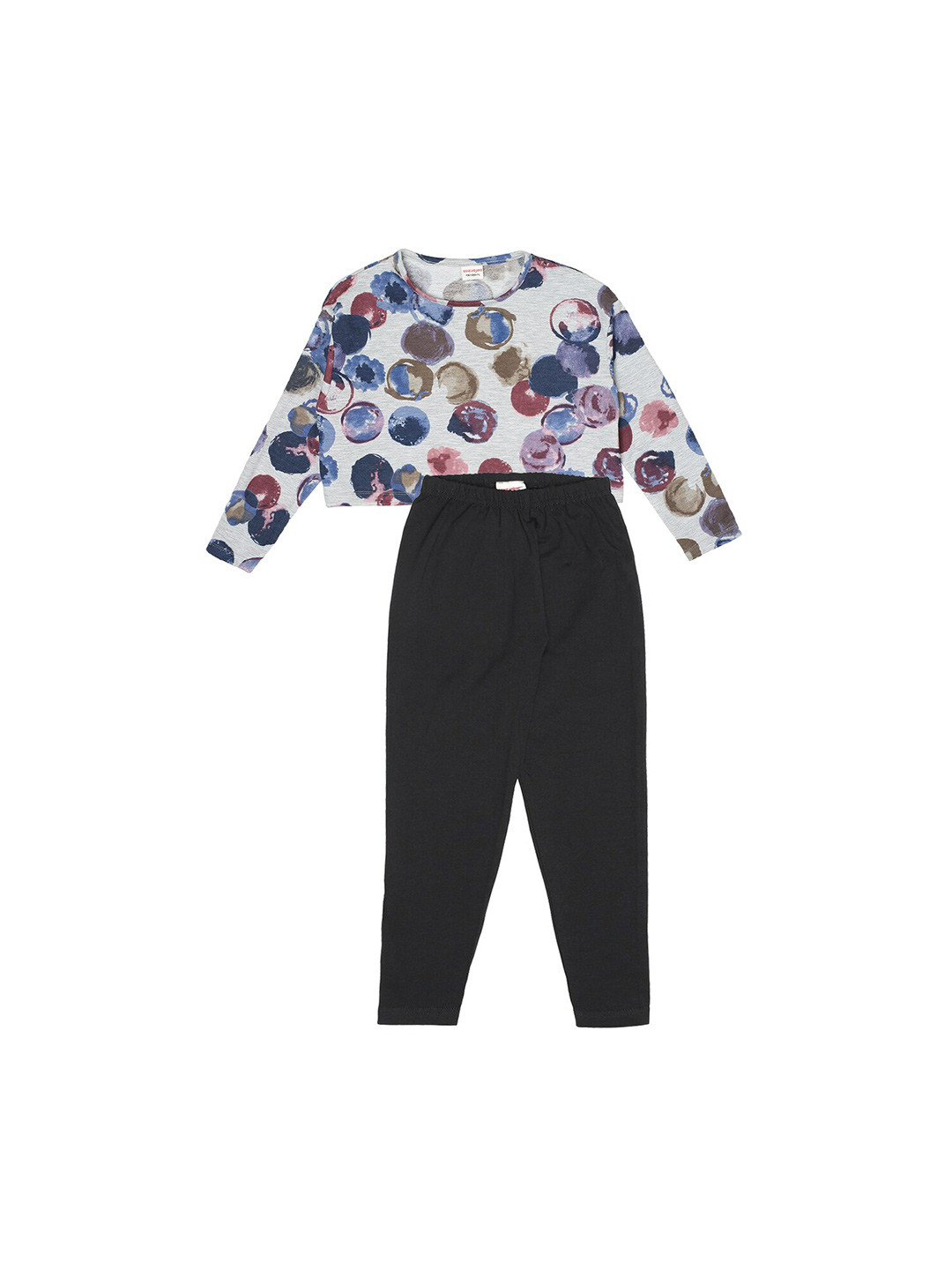 

RAINE AND JAINE Girls Printed Pure Cotton T-shirt with Leggings, Grey melange