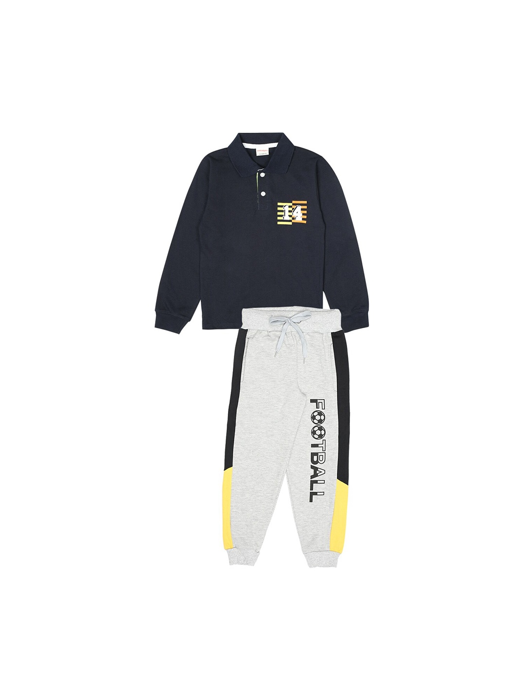 

RAINE AND JAINE Boys Printed Pure Cotton T-shirt with Trousers, Navy blue