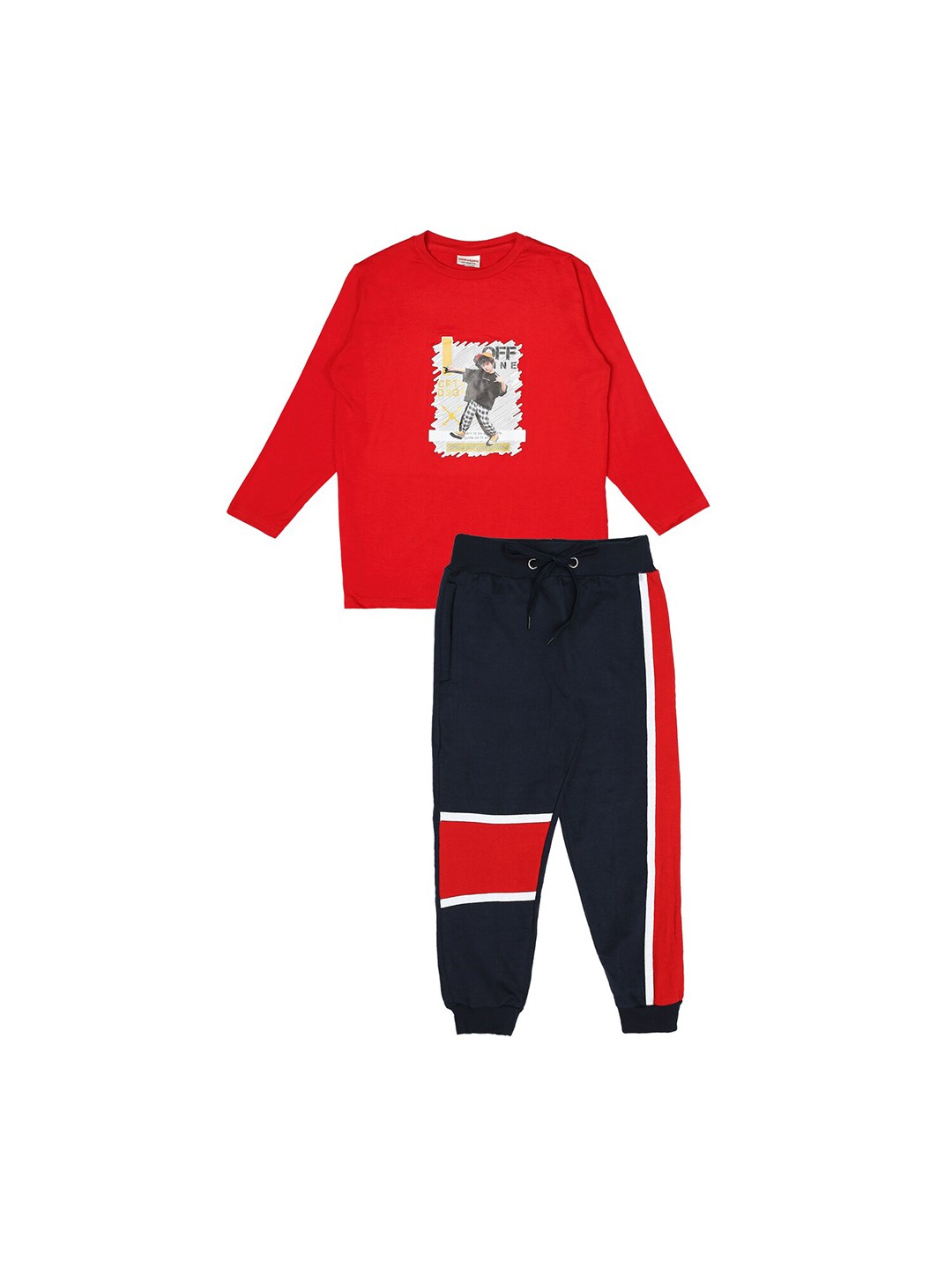 

RAINE AND JAINE Boys Pure Cotton T-shirt with Trousers, Red