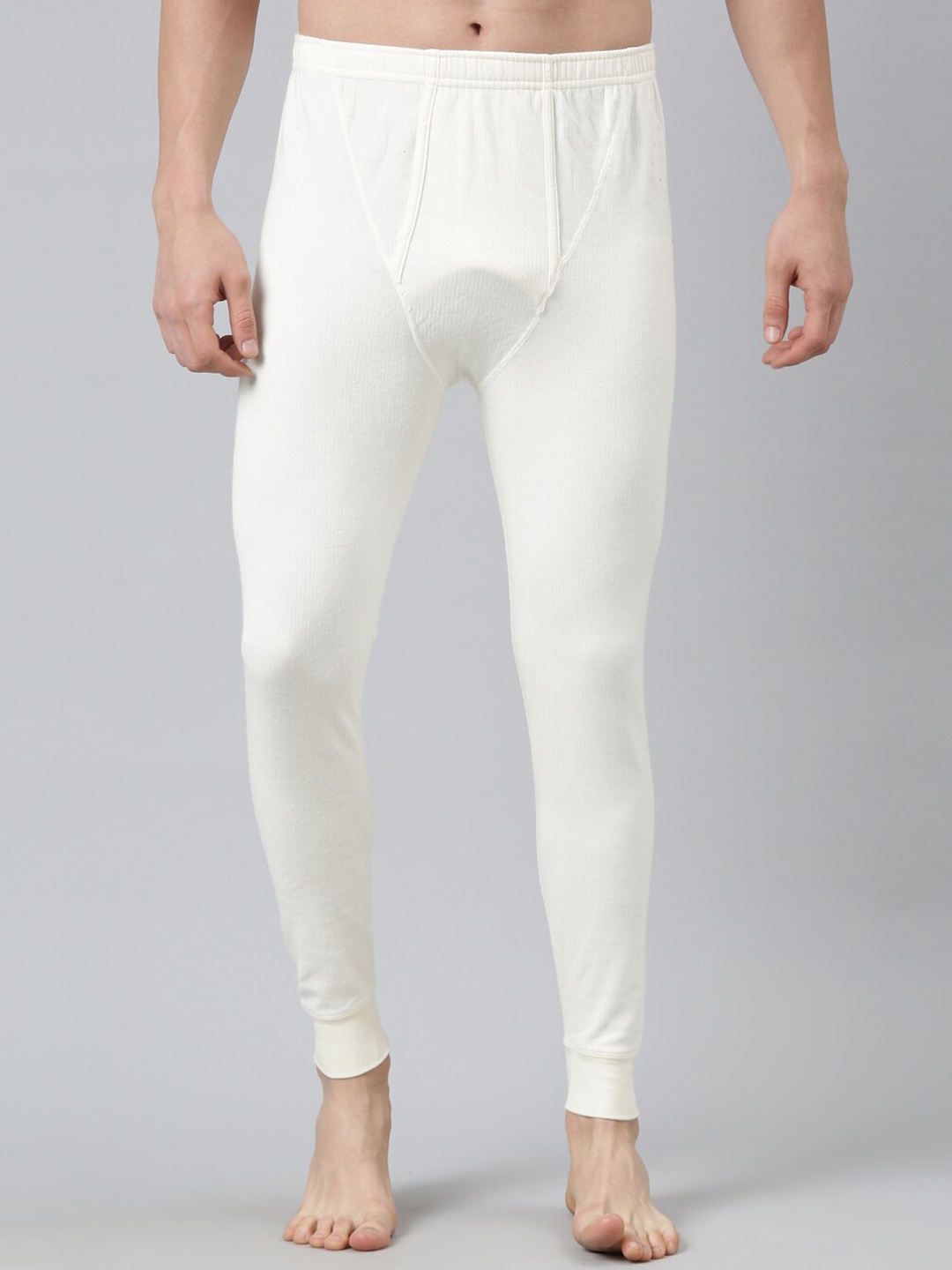 

DIXCY SCOTT Maximus Men Ankle Length Pull On Cotton Thermal Trousers, Off white