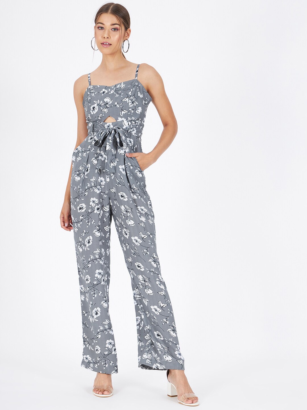 

Kibo Floral Printed Basic Jumpsuit, Blue