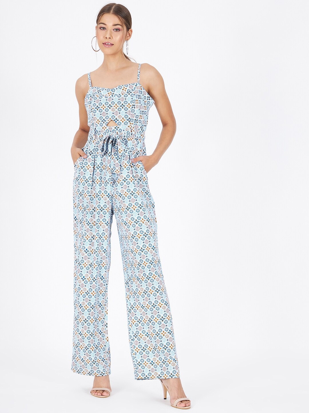 

Kibo Printed Basic Jumpsuit, Blue