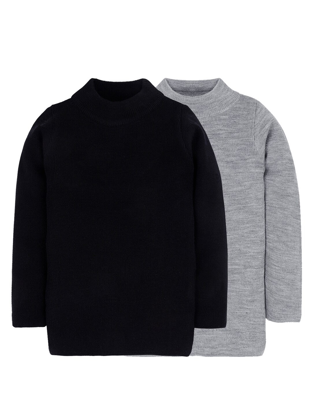 

RVK Unisex Kids Pack Of 2 Mock Collar Pullover Sweater, Black