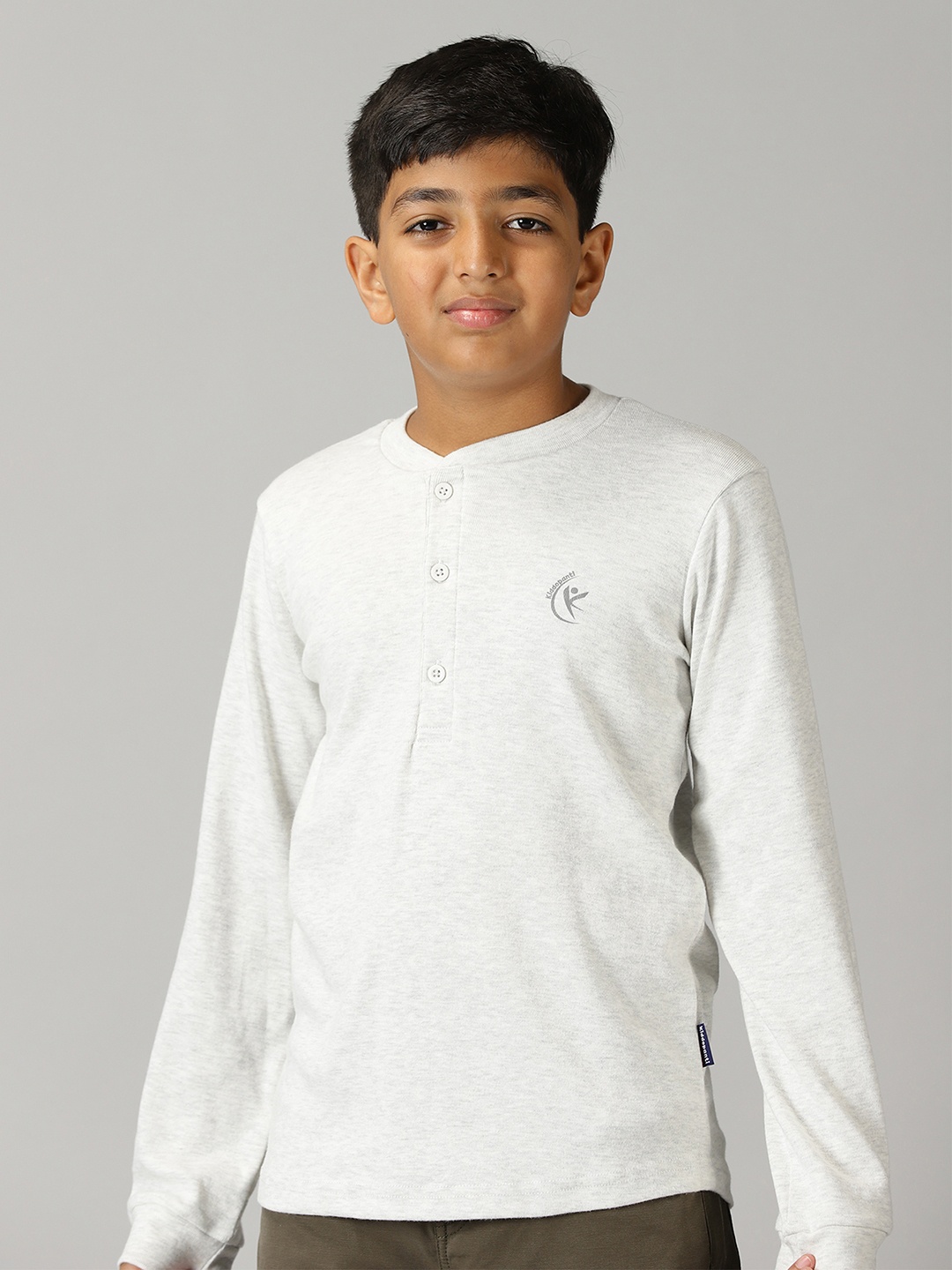 

KiddoPanti Kids Cotton Henley Neck T-shirt, Off white