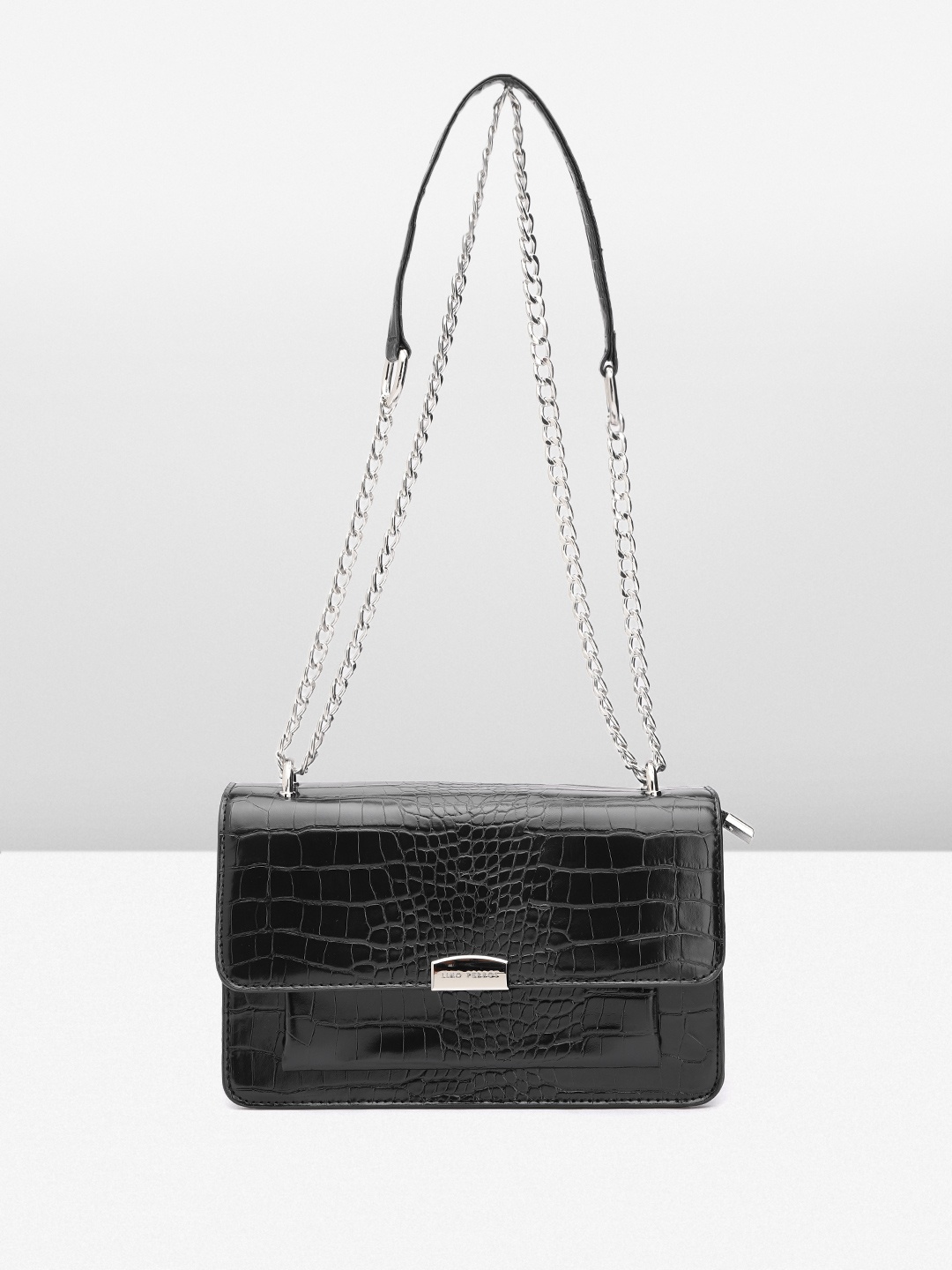 

Lino Perros Snake Skin Textured Structured Shoulder Bag, Black