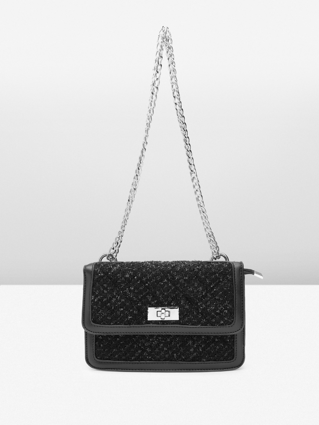 

Lino Perros Structured Sling Bag with Quilted Detail, Black