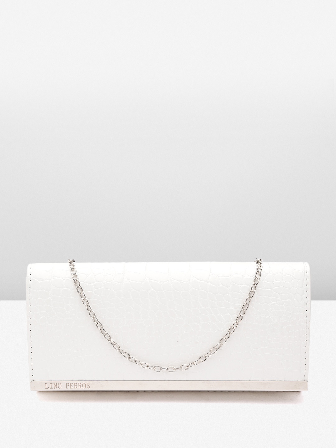 

Lino Perros Croc Textured Structured Sling Bag, White