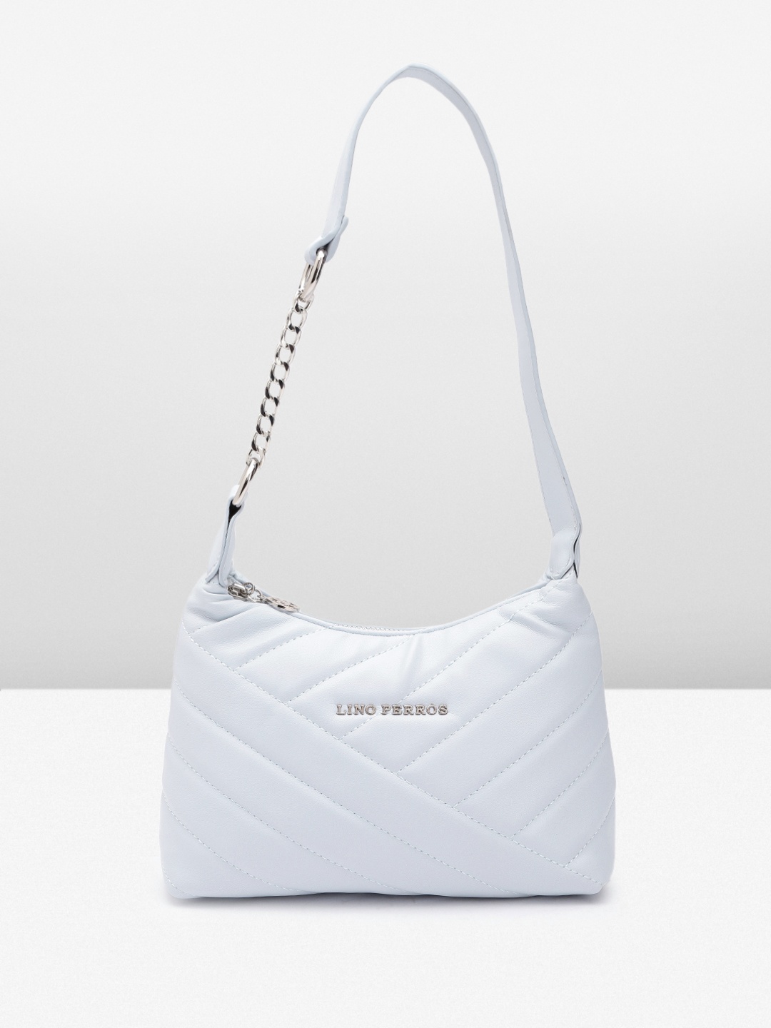 

Lino Perros Structured Shoulder Bag with Quilted Detail, Blue