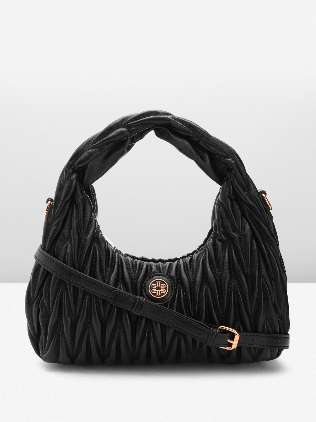 

Lino Perros Textured Structured Handheld Bag, Black