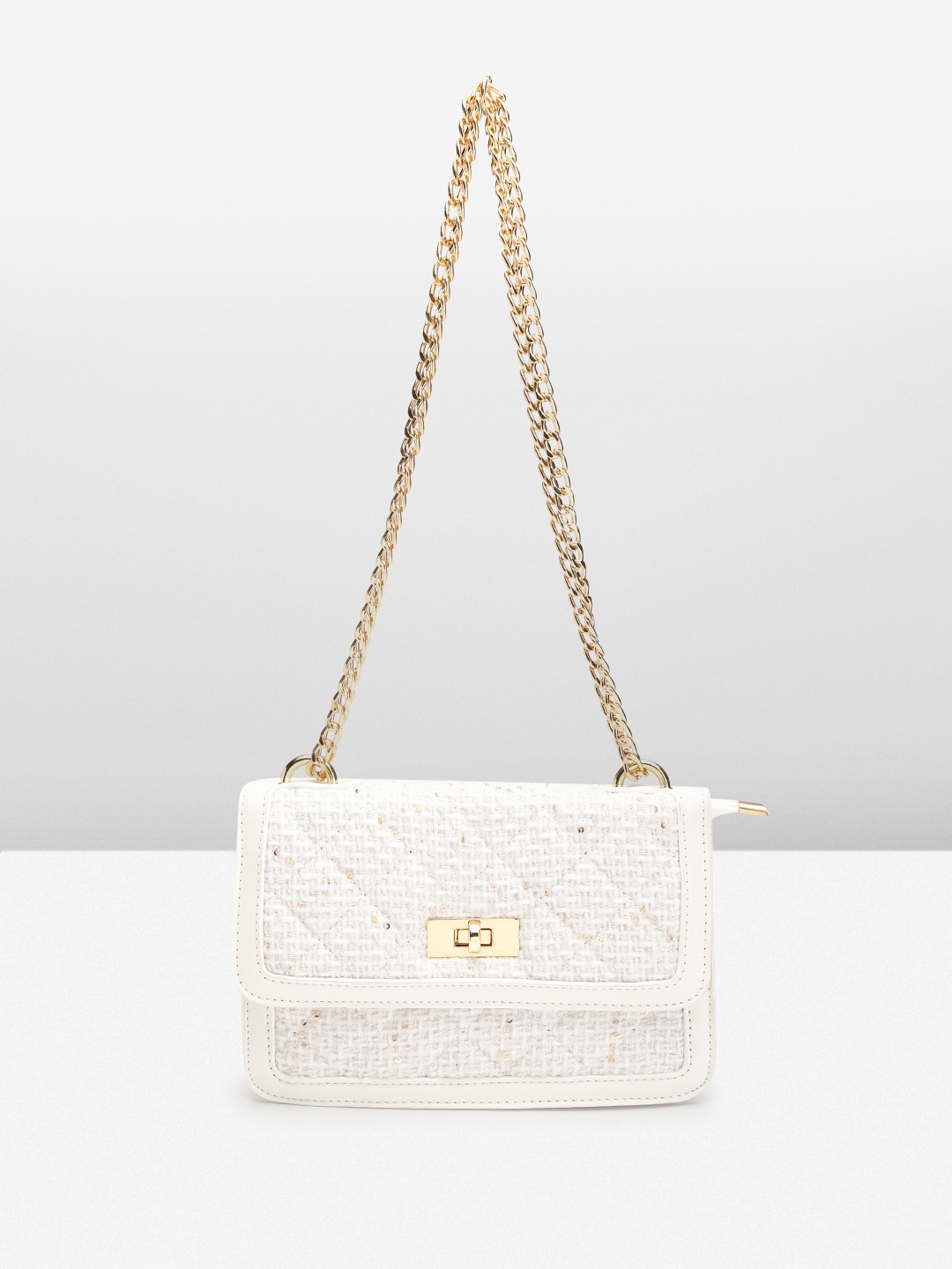 

Lino Perros Structured Sling Bag with Quilted Detail, White