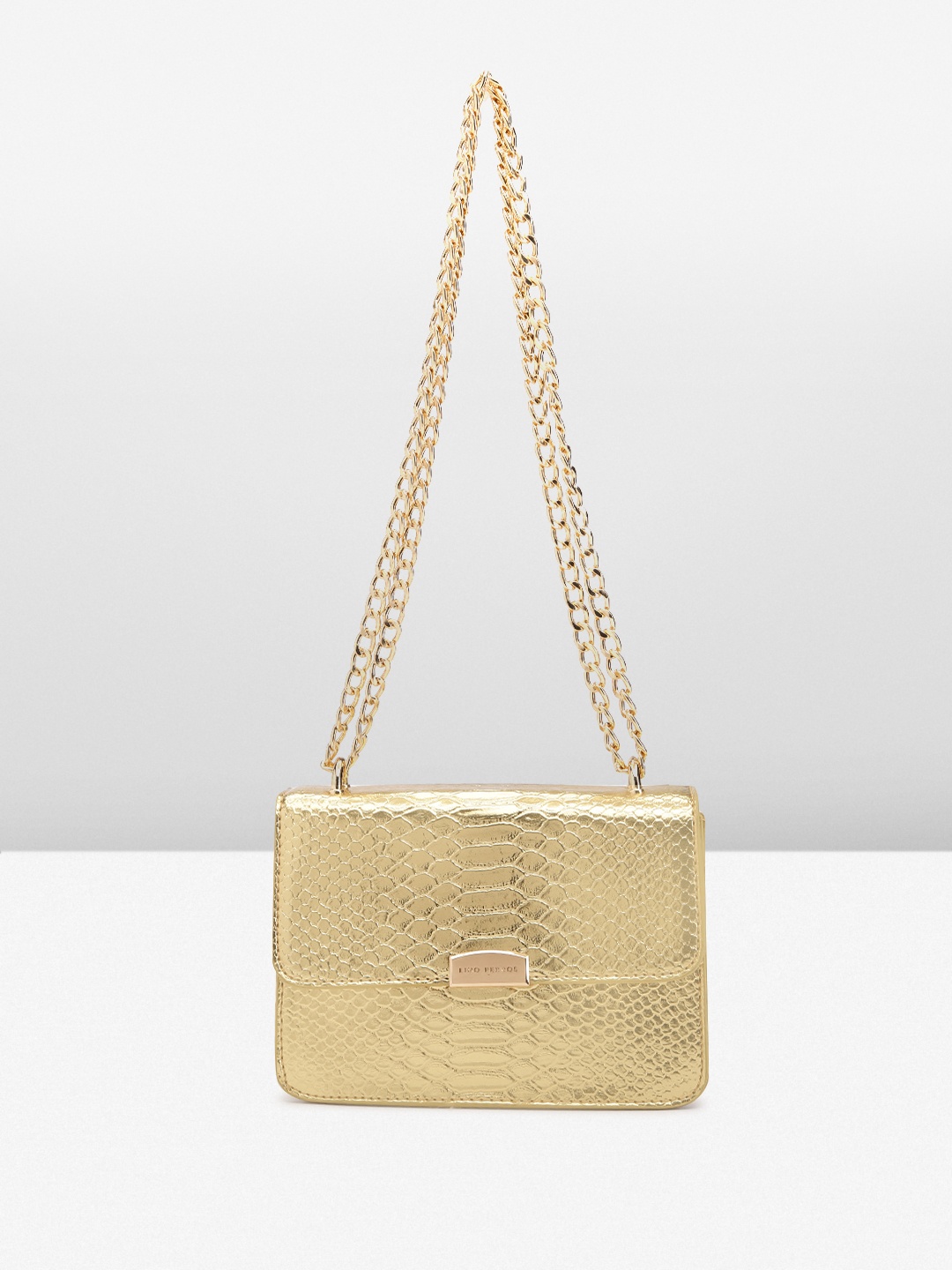 

Lino Perros Snake Skin Textured Structured Sling Bag, Gold