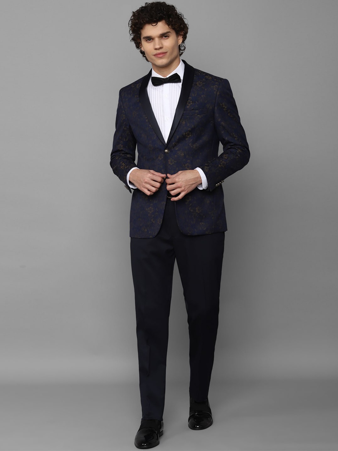 

Allen Solly Men Printed Single-Breasted Formal Two Piece Suit, Navy blue