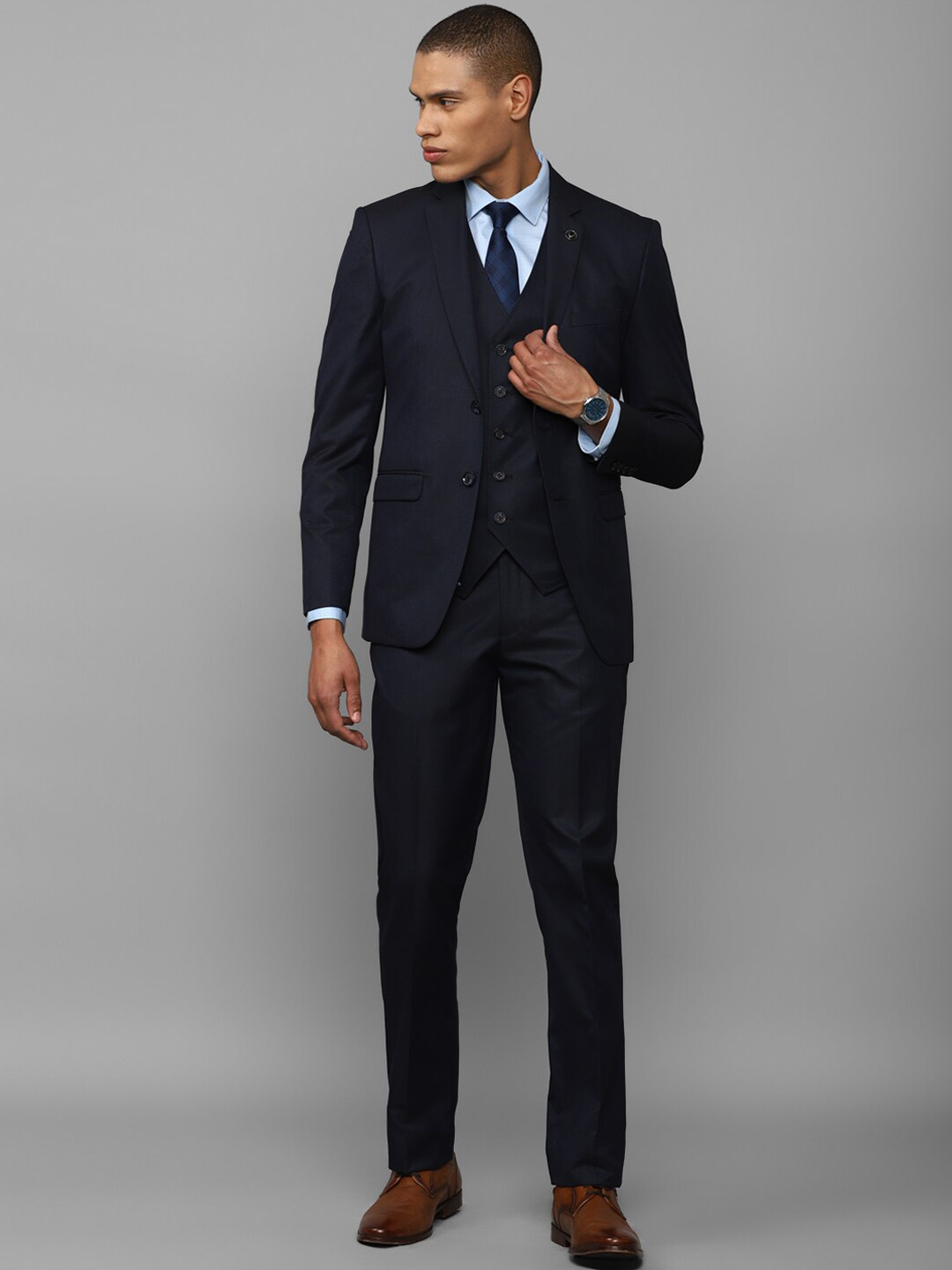 

Allen Solly Men Slim-Fit Three Piece Suit, Navy blue
