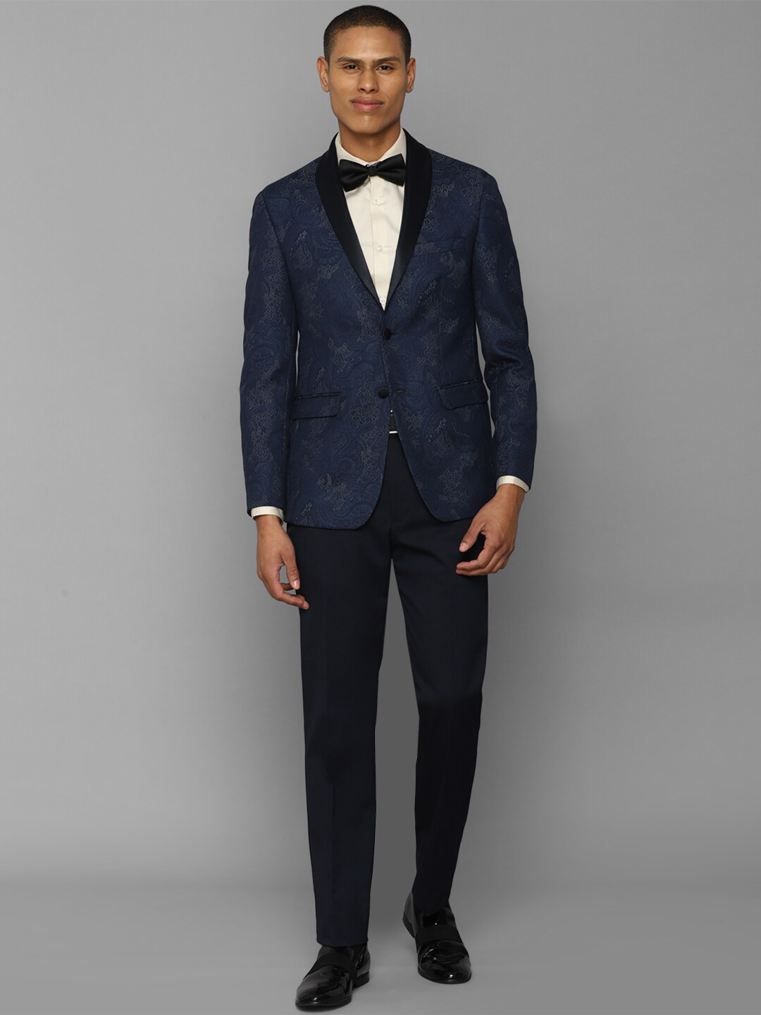 

Allen Solly Men Printed Single Breasted Slim Fit Two Piece Formal Suit, Navy blue