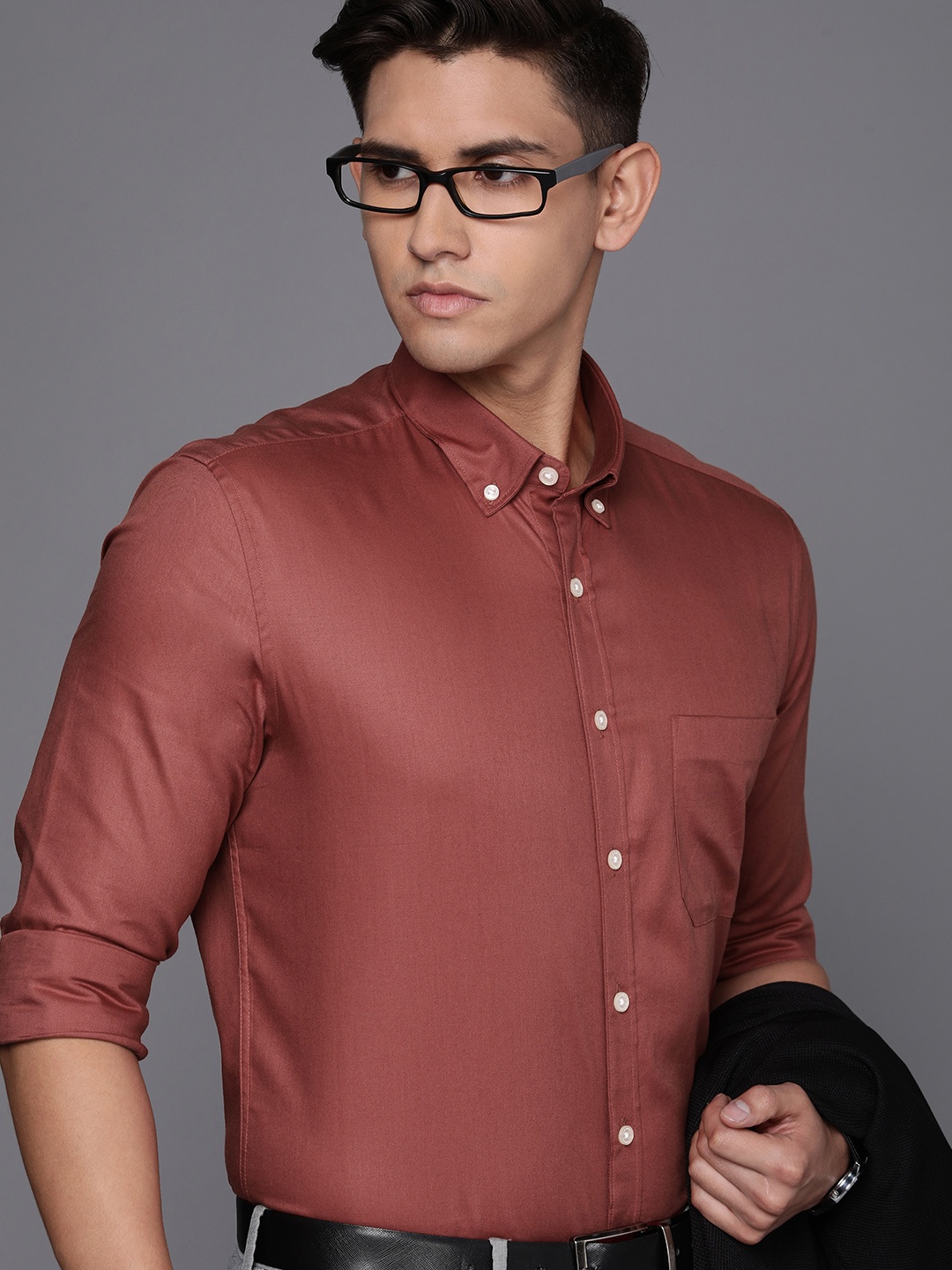 

Louis Philippe Pure Cotton Slim Fit Opaque Formal Shirt, Maroon