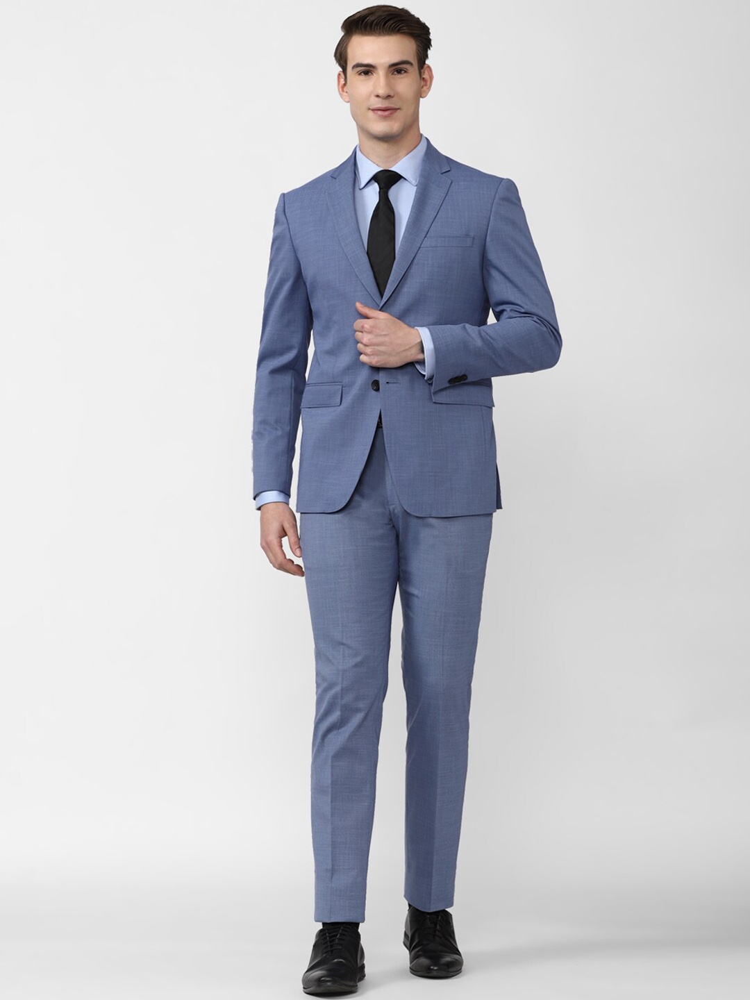 

Peter England Elite Men Single Breasted Super Slim Fit Two Piece Formal Suit, Blue