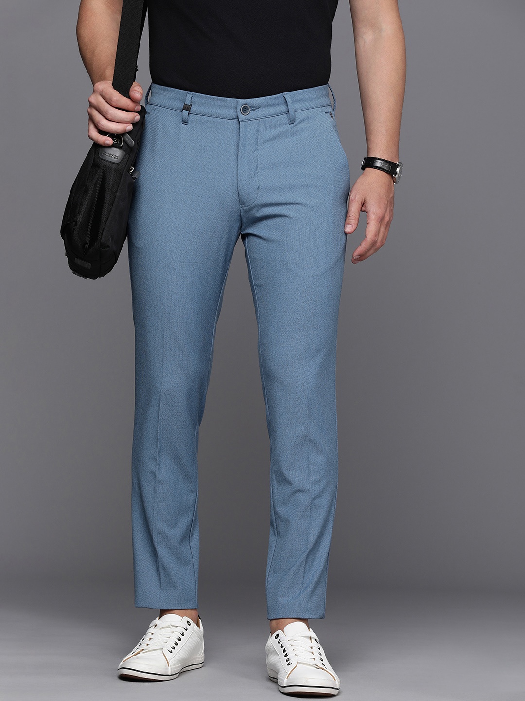 

Louis Philippe Ath Work Men Blue Comfort Tapered Fit Trousers