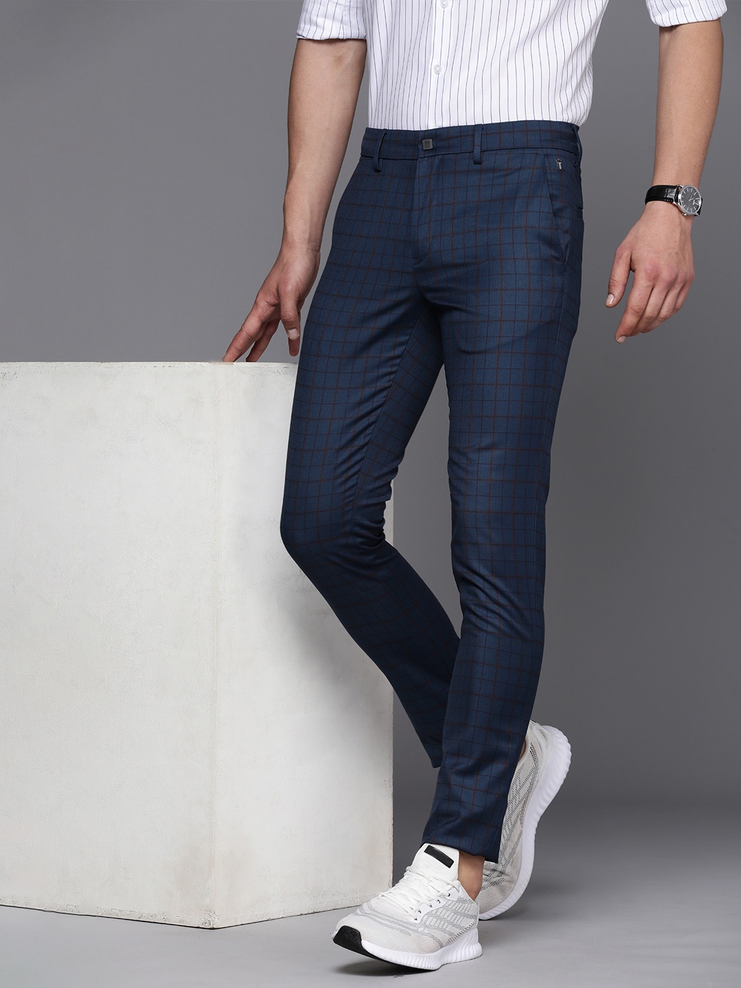 

Louis Philippe Ath Work Men Blue Super Slim Fit Trousers