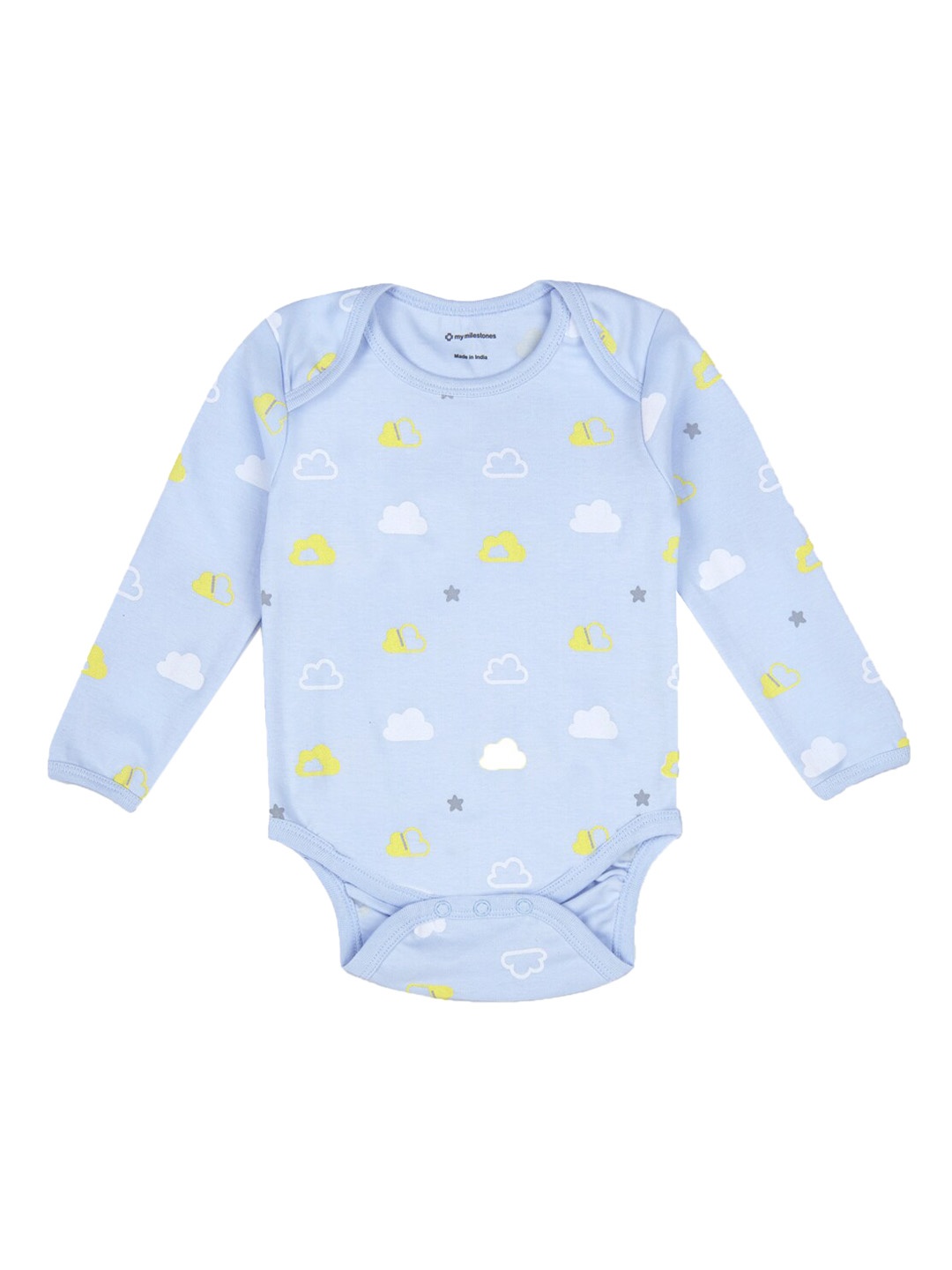 

My Milestones Boys Printed Cotton Bodysuit, Blue