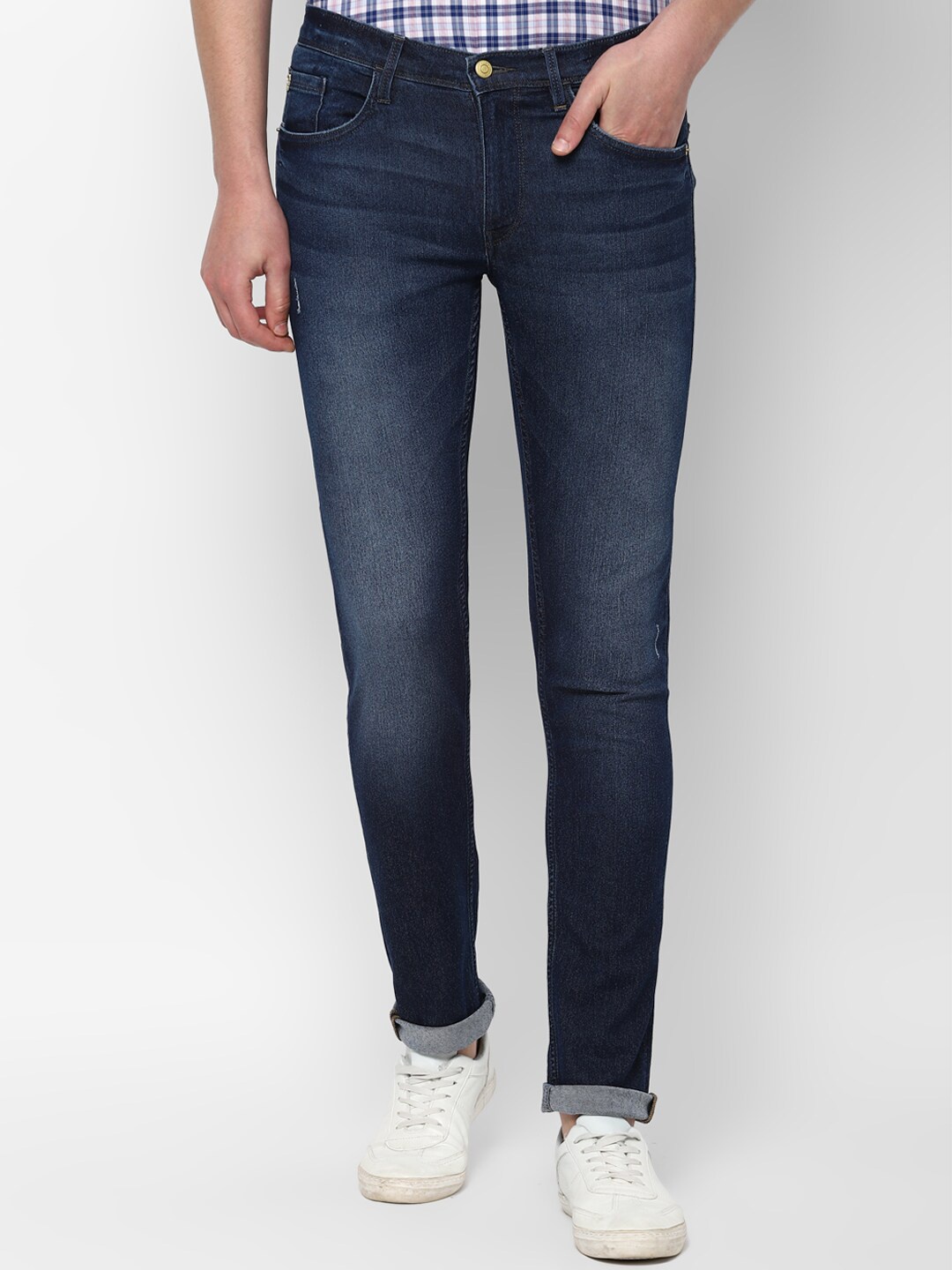 

Allen Solly Men Navy Skinny Fit Light Fade Cotton Jeans, Navy blue