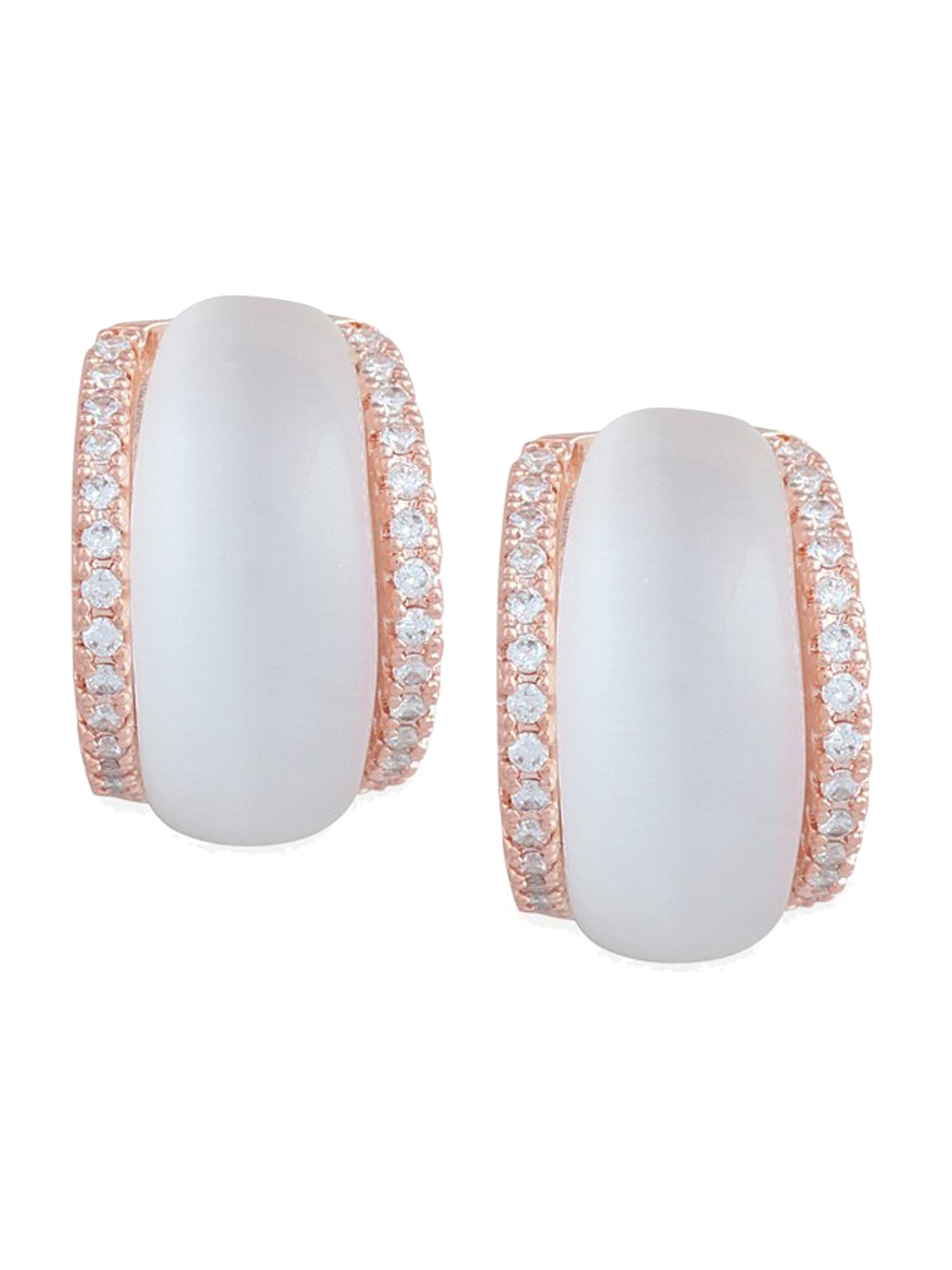 

Tipsyfly Women Rose Gold Plated Contemporary Studs Earrings, White