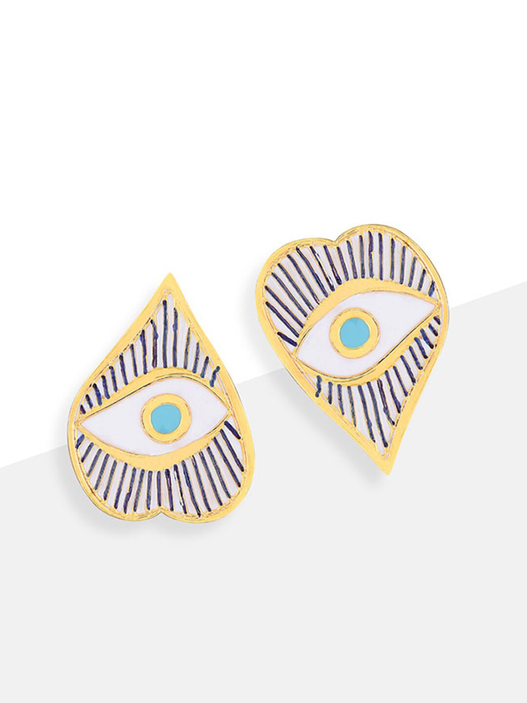 

Tipsyfly Gold-Plated Heart Shaped Studs Earrings, Blue