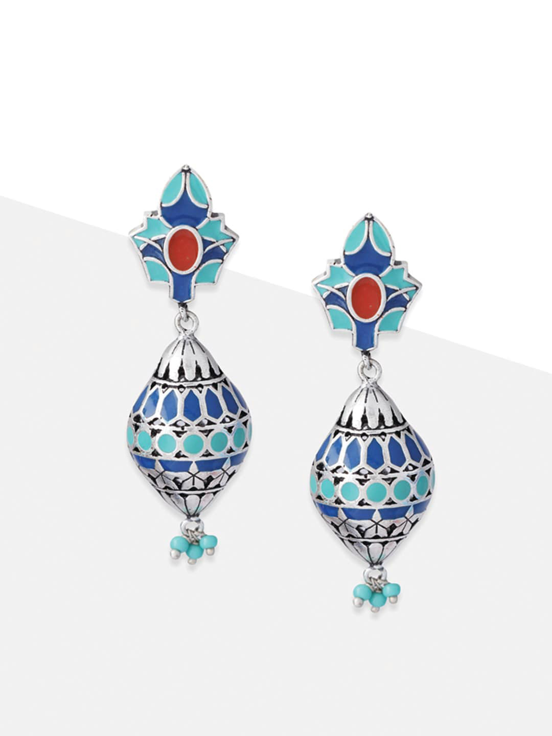 

Tipsyfly Silver-Plated Contemporary Drop Earrings, Blue