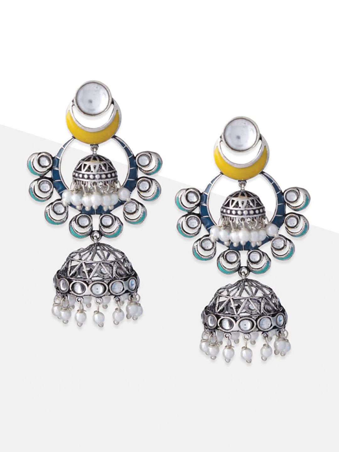 

Tipsyfly Contemporary Jhumkas Earrings, Grey melange