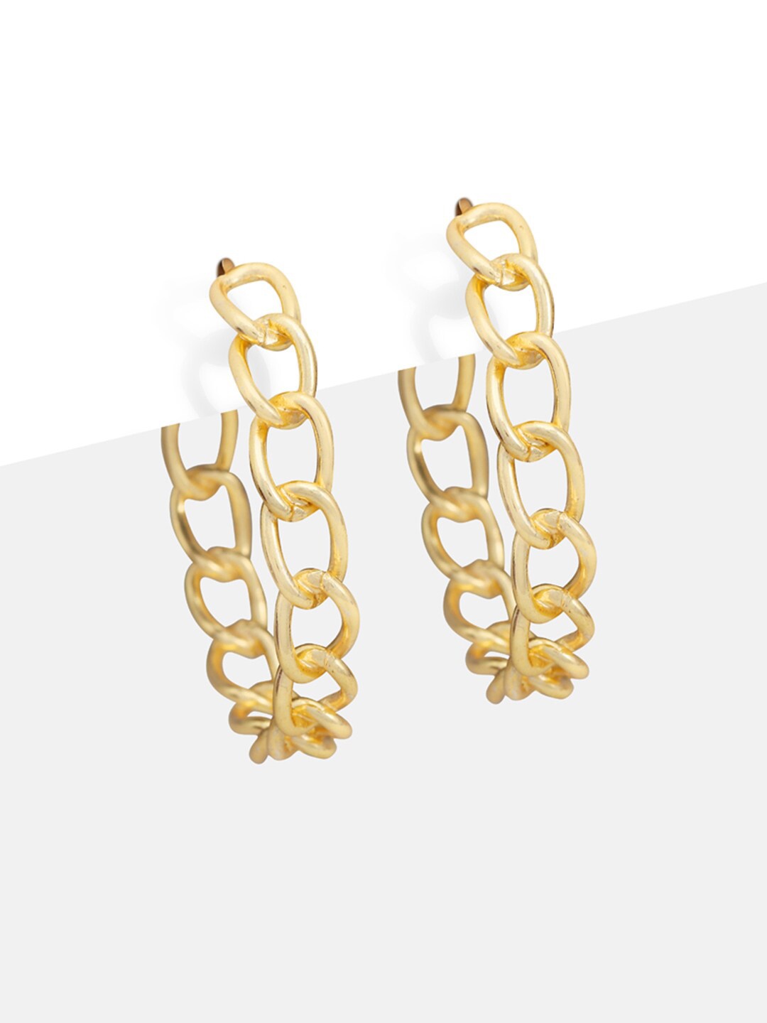 

Tipsyfly Gold Plated Contemporary Half Hoop Earrings