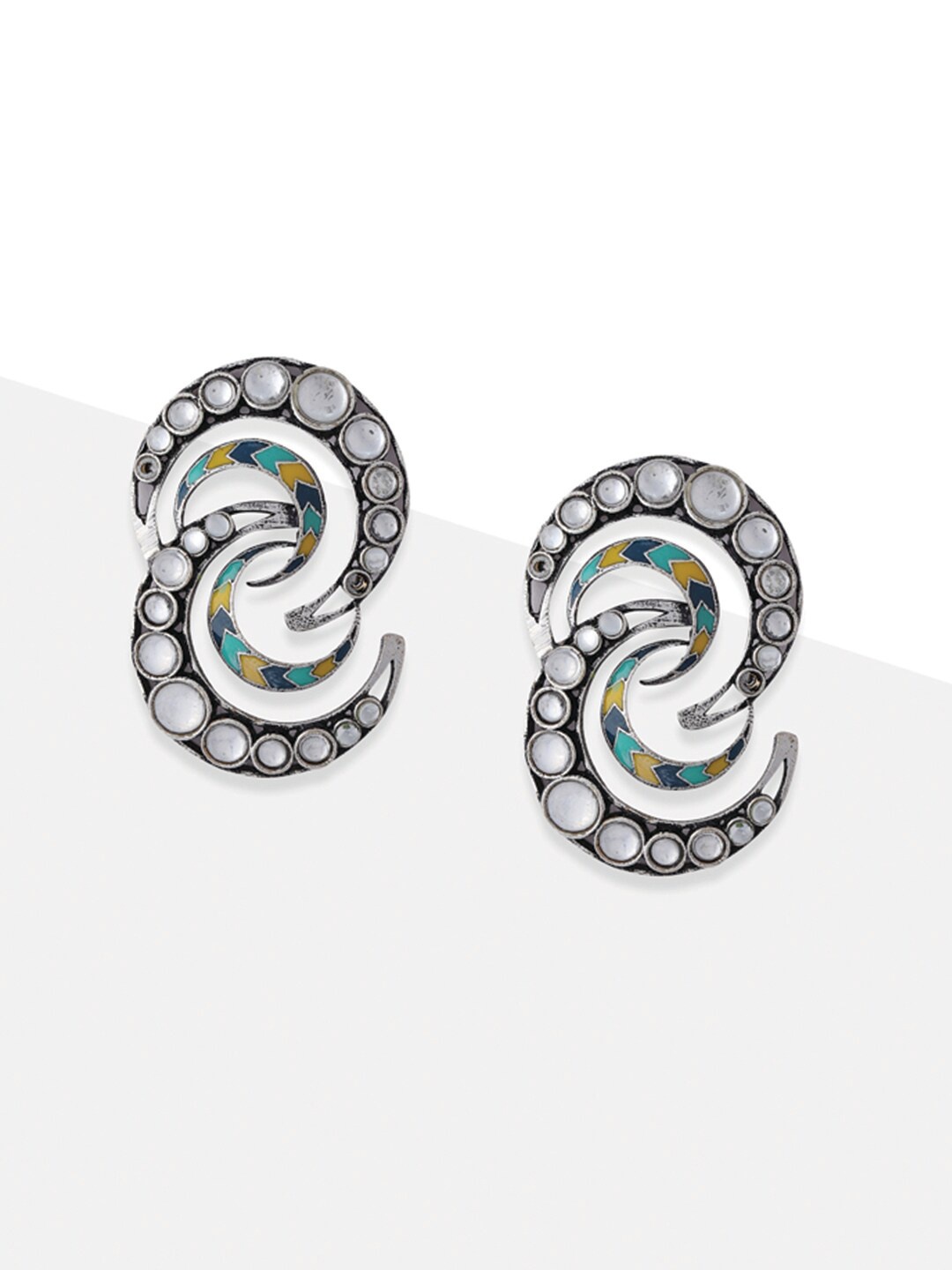 

Tipsyfly White Silver Plated Contemporary Studs Earrings