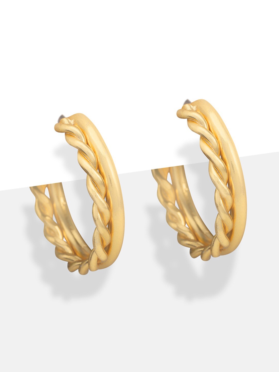 

Tipsyfly Gold Plated Contemporary Half Hoop Earrings