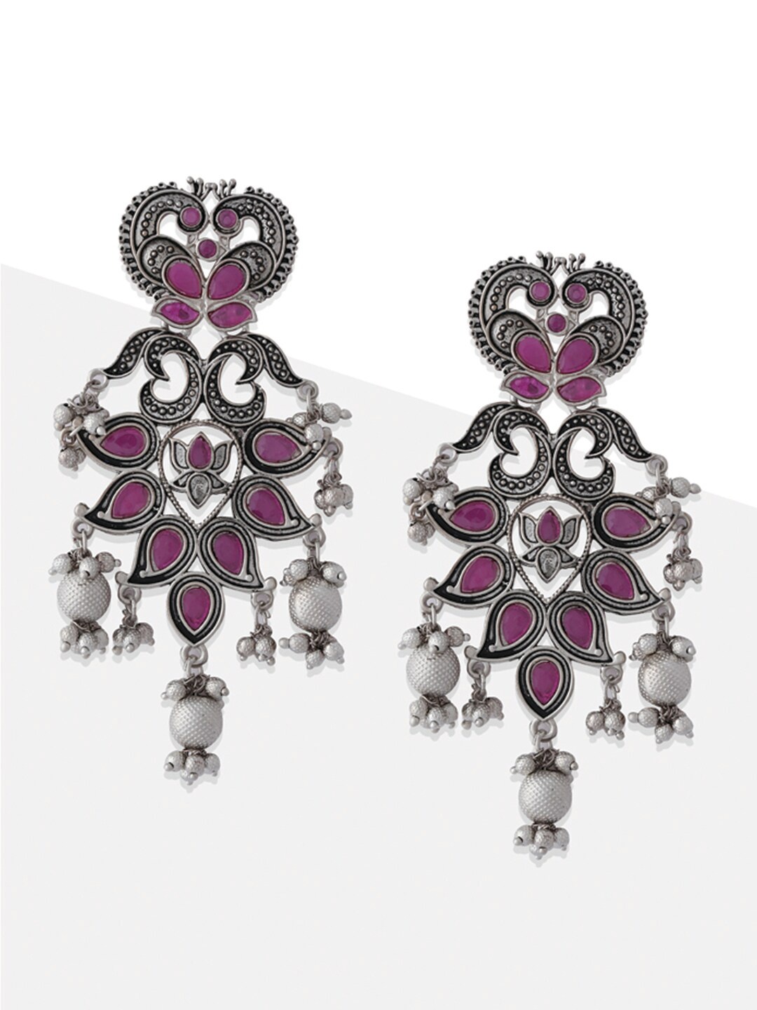 

Tipsyfly Silver Plated Contemporary Drop Earrings, Pink