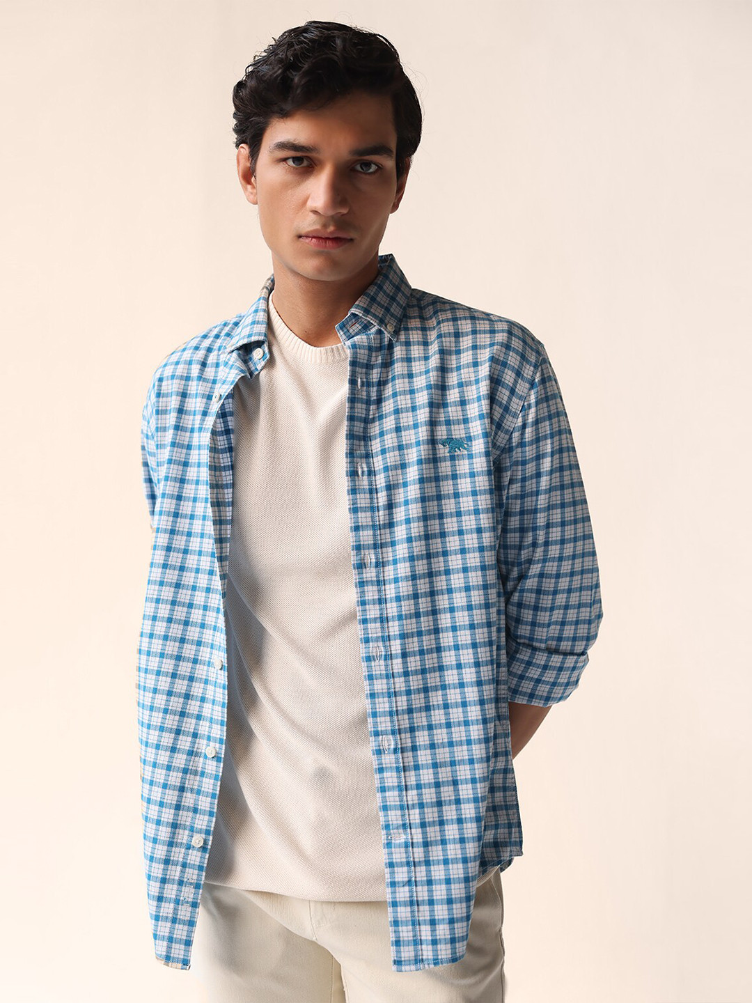

Andamen Men Classic Tartan Checked Casual Shirt, Blue