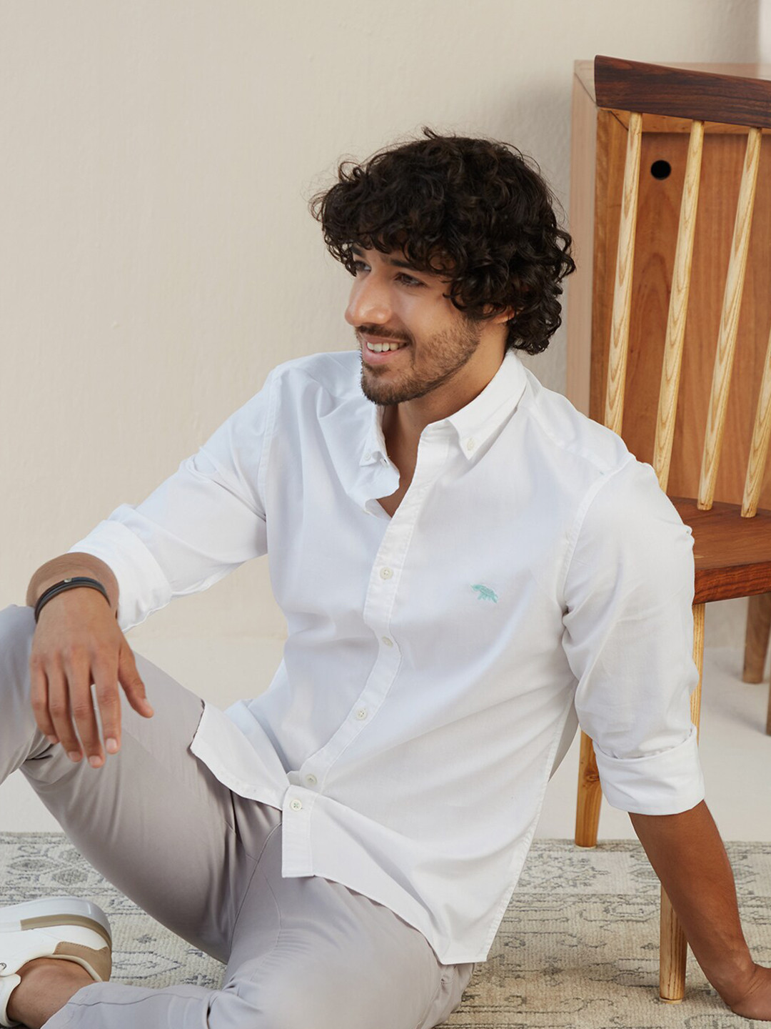 

Andamen Men Cotton Solid Classic Slim Fit Casual Shirt, White