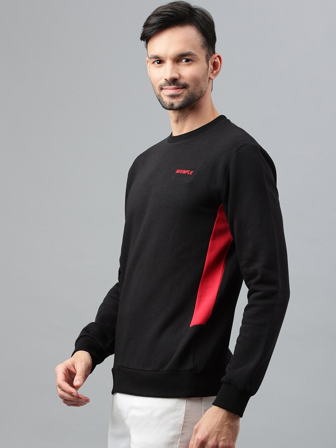 

BESIMPLE Men Long Sleeves Ribbed Sweatshirt, Black