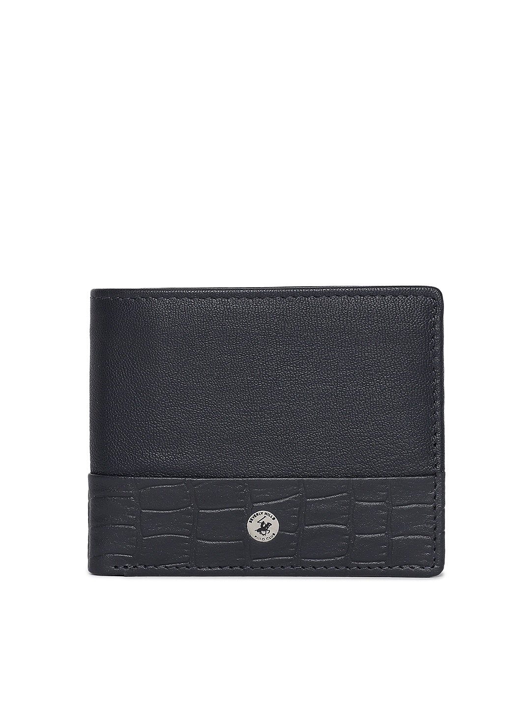 

Beverly Hills Polo Club Men Croc-Embossed Two Fold Wallet, Navy blue