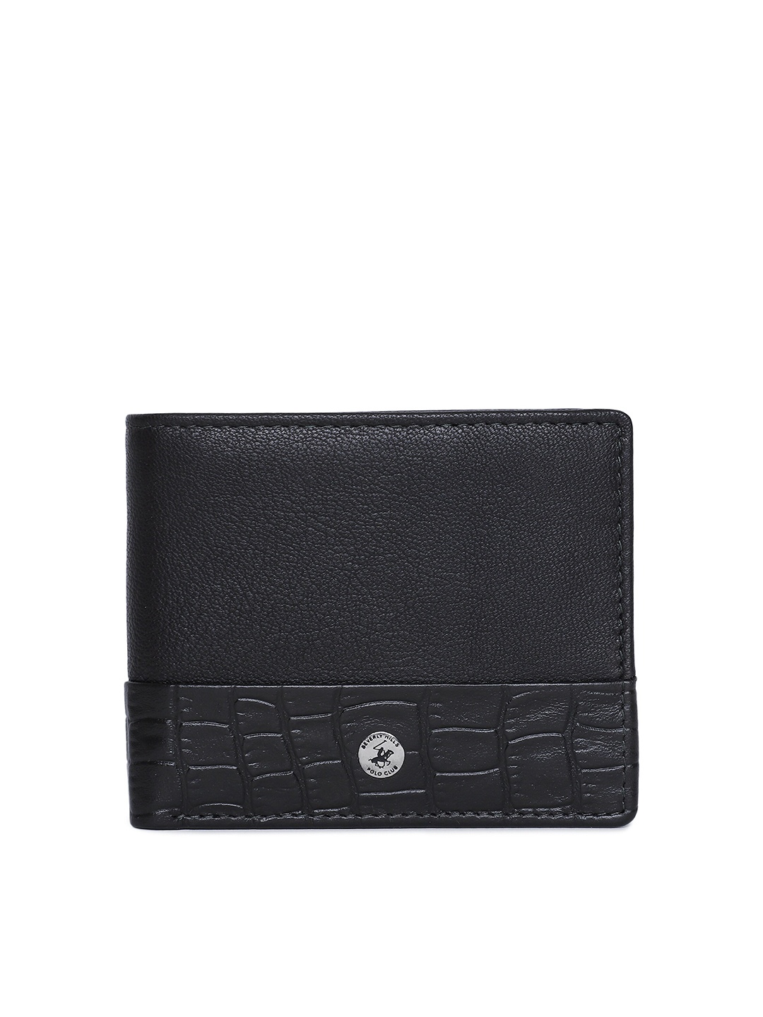 

Beverly Hills Polo Club Men Croc-Embossed Two Fold Wallet, Navy blue