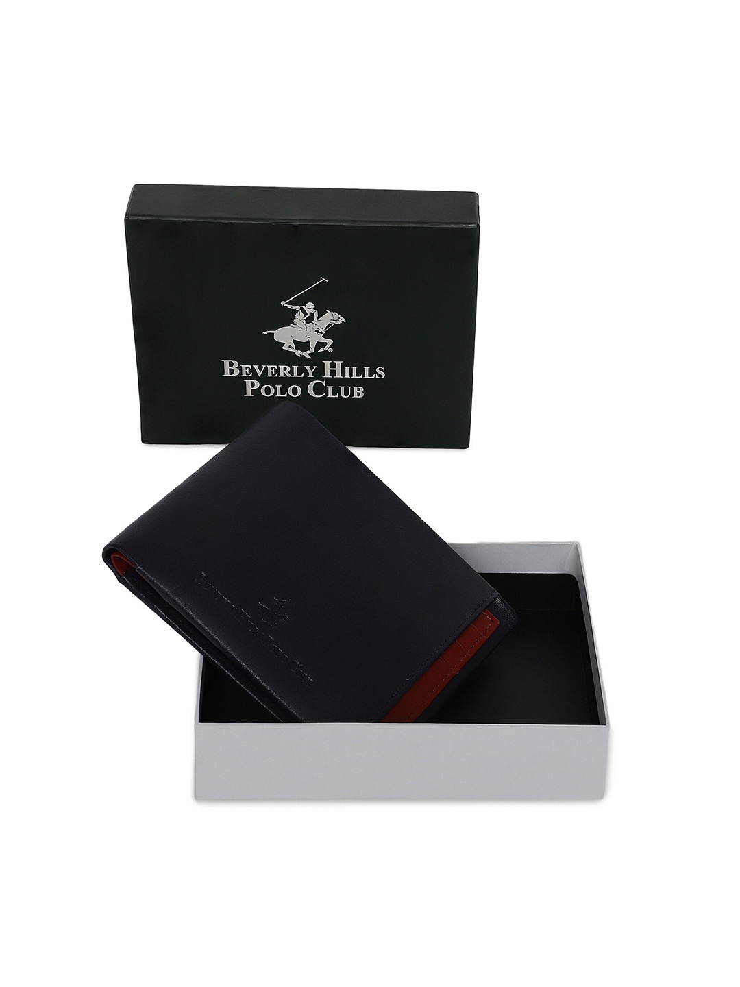 

Beverly Hills Polo Club Men Colourblocked Two Fold Wallet with Card Holder, Navy blue
