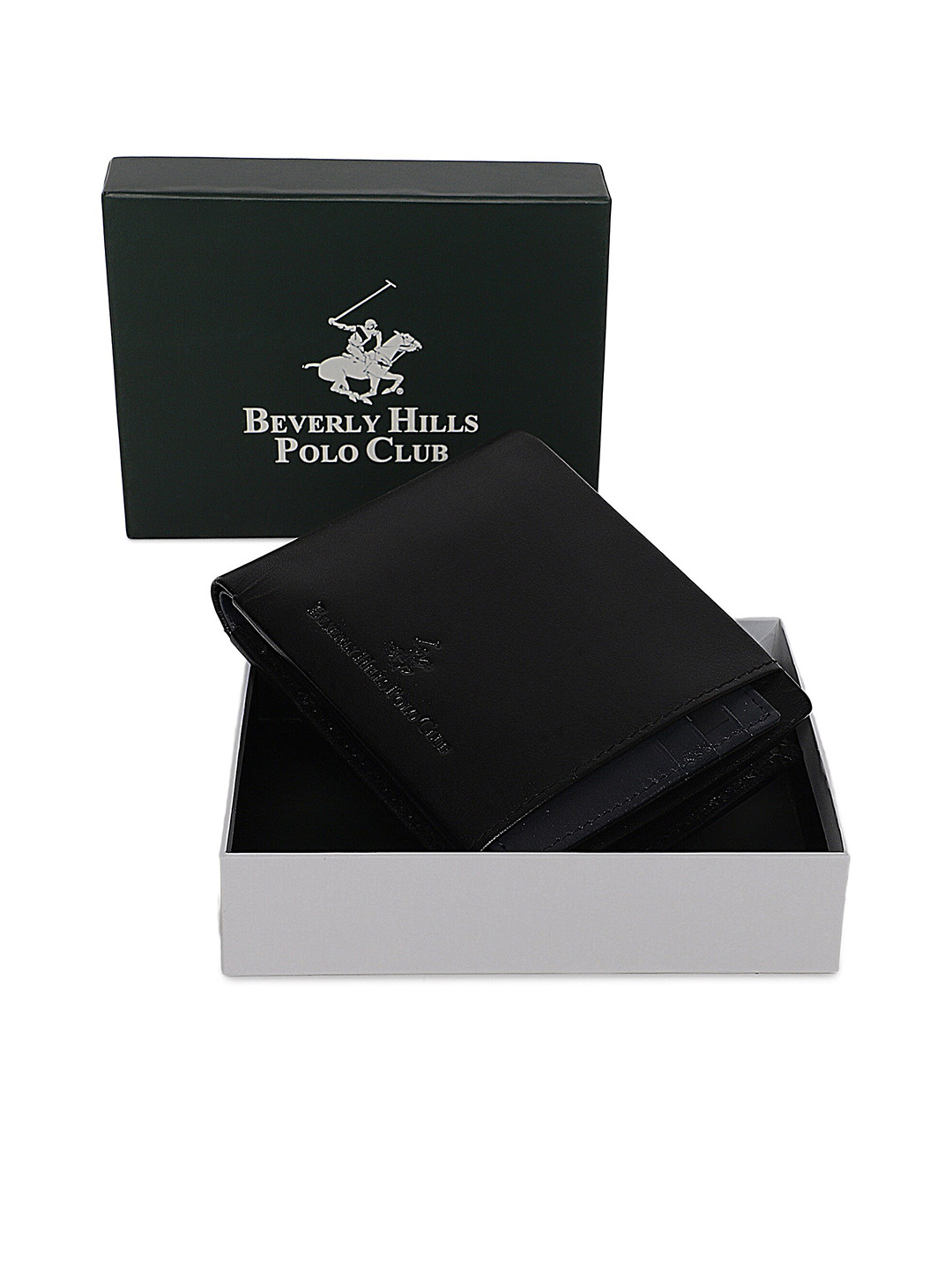 

Beverly Hills Polo Club Men Abstract Textured Two Fold Wallet, Black