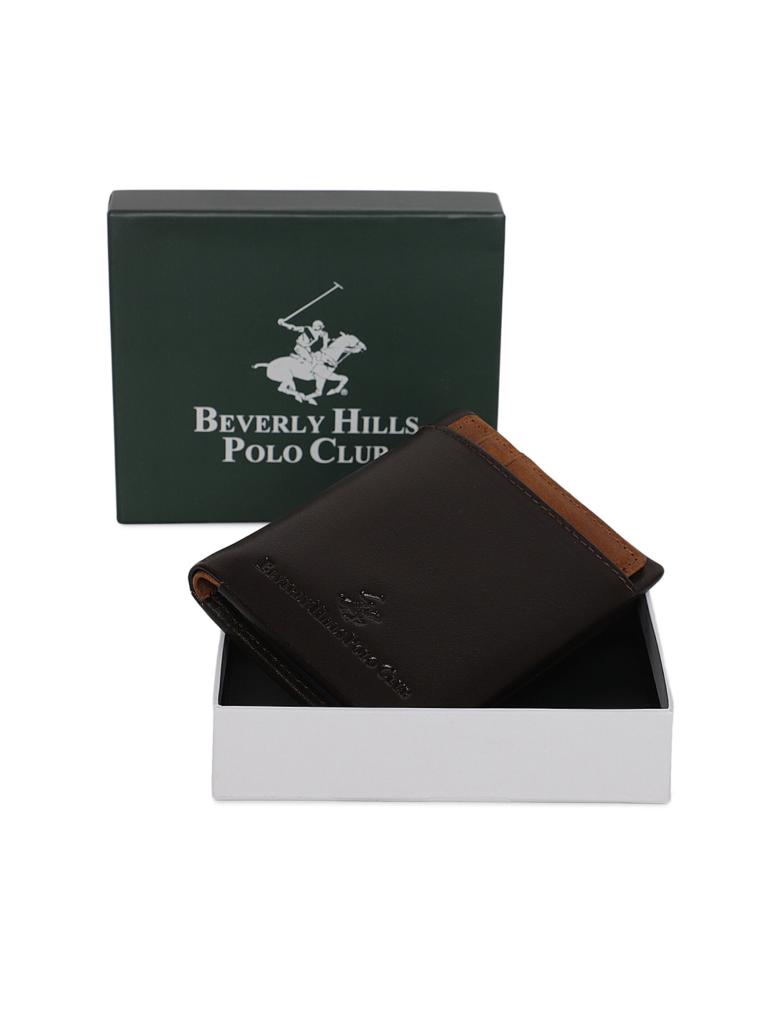 

Beverly Hills Polo Club Men Two Fold Wallet with Card Holder, Brown