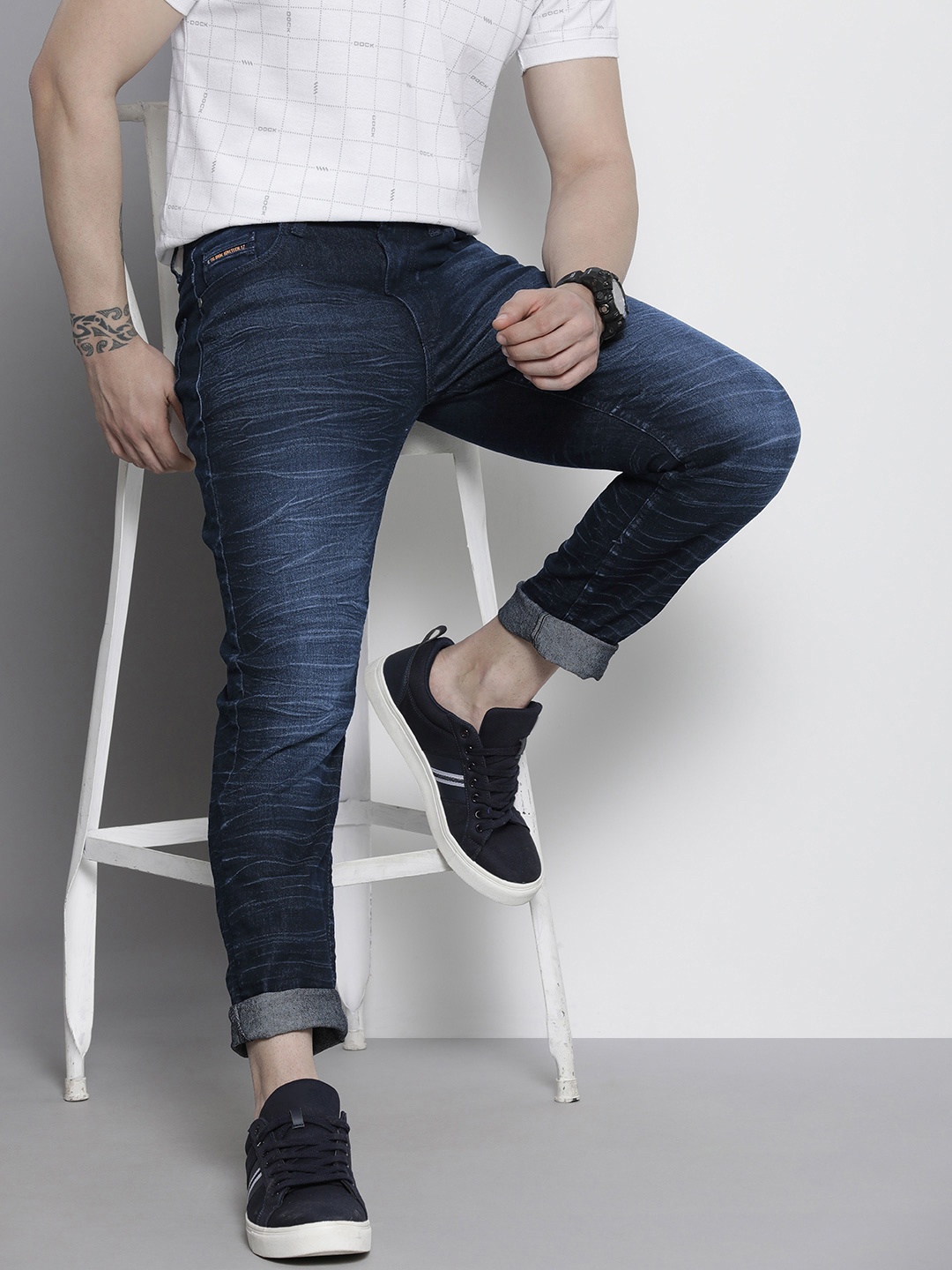 

The Indian Garage Co Men Navy Blue Slim Fit Stretchable Jeans